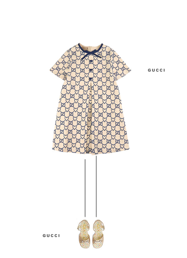 Girls White Printed Dress