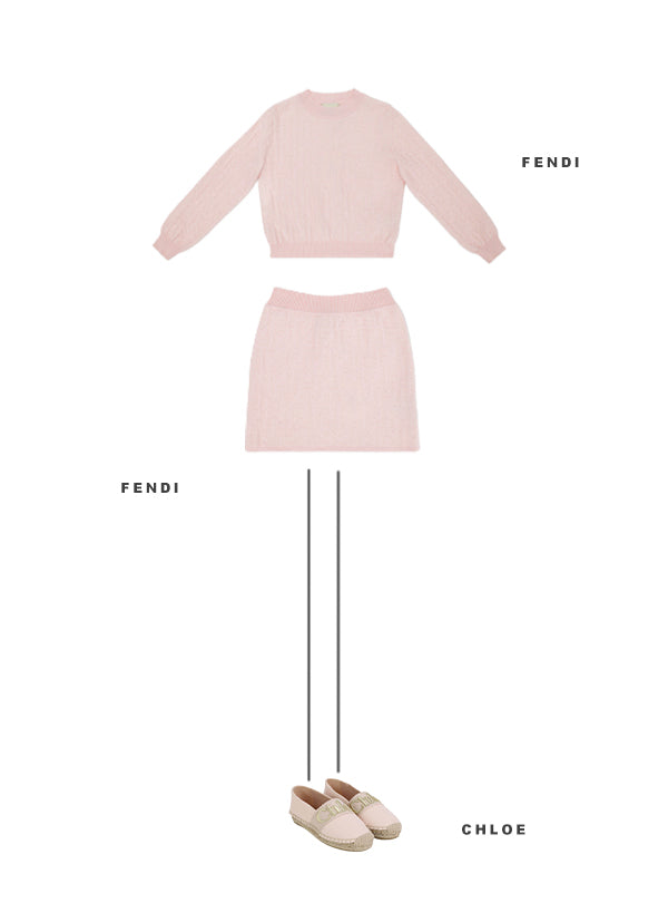 Girls Pink Knitting Cotton Skirt