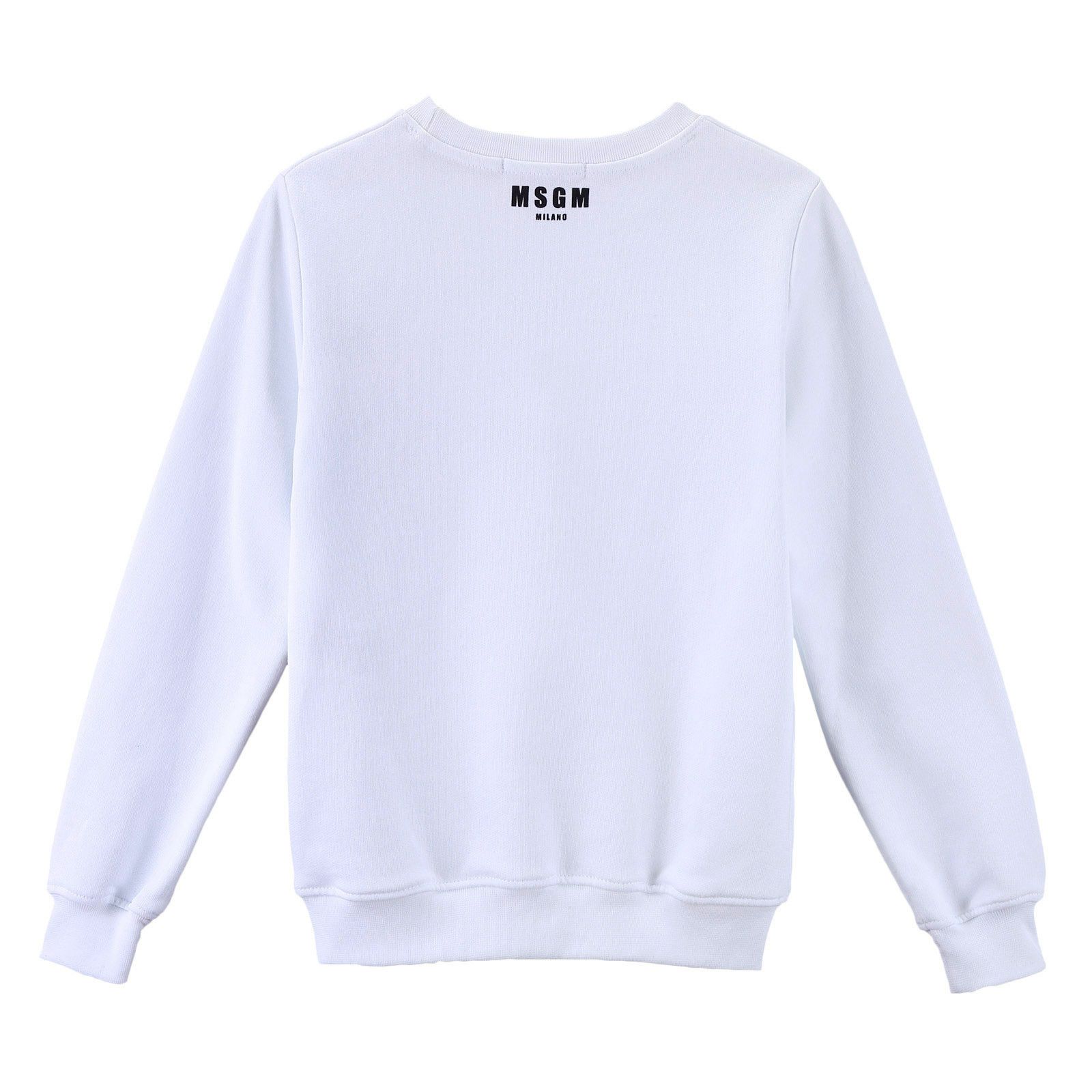Girls White Sweatshirt With Multicolor Bird Print Trims - CÉMAROSE | Children's Fashion Store - 2