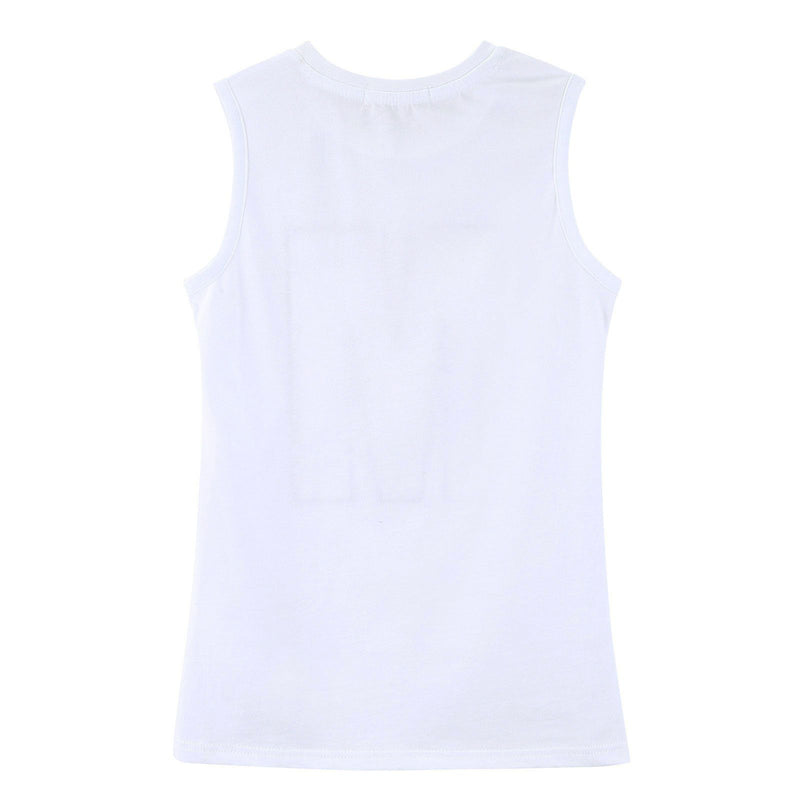 Girls White Jersey Vest With Multicolor 'M' Print Logo - CÉMAROSE | Children's Fashion Store - 2