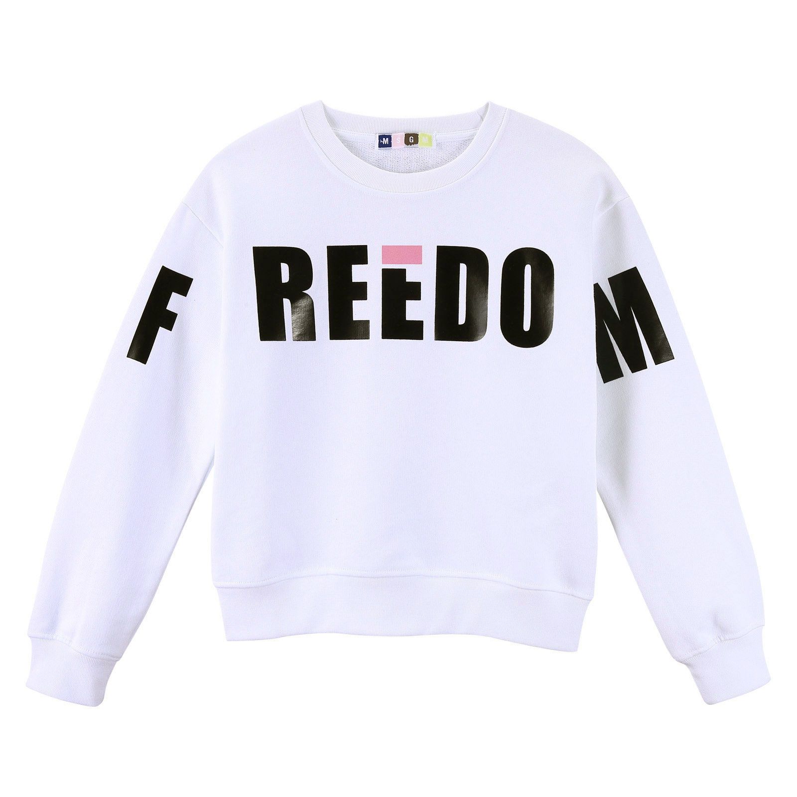Girls White Alphabet Printed Cotton Sweatshirt - CÉMAROSE | Children's Fashion Store - 1