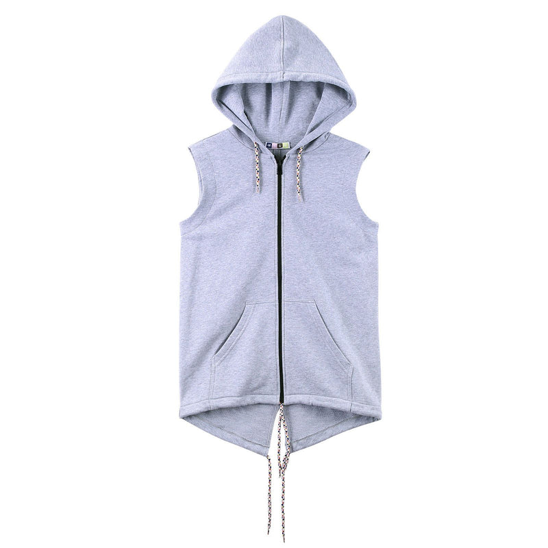 Girls Grey Sleeveless Hooded Cotton Zip-Up Top - CÉMAROSE | Children's Fashion Store - 1