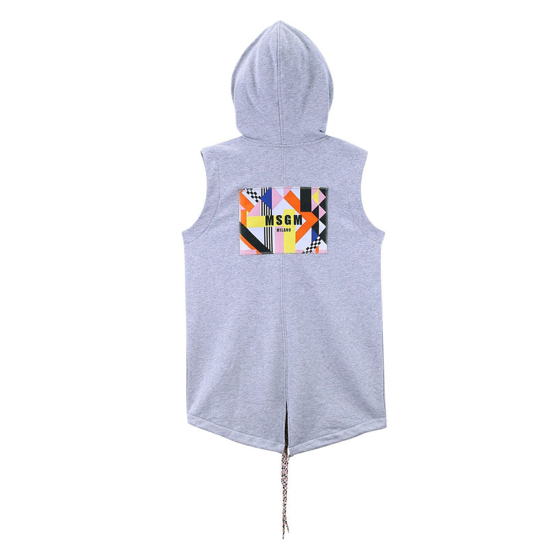 Girls Grey Sleeveless Hooded Cotton Zip-Up Top - CÉMAROSE | Children's Fashion Store - 2