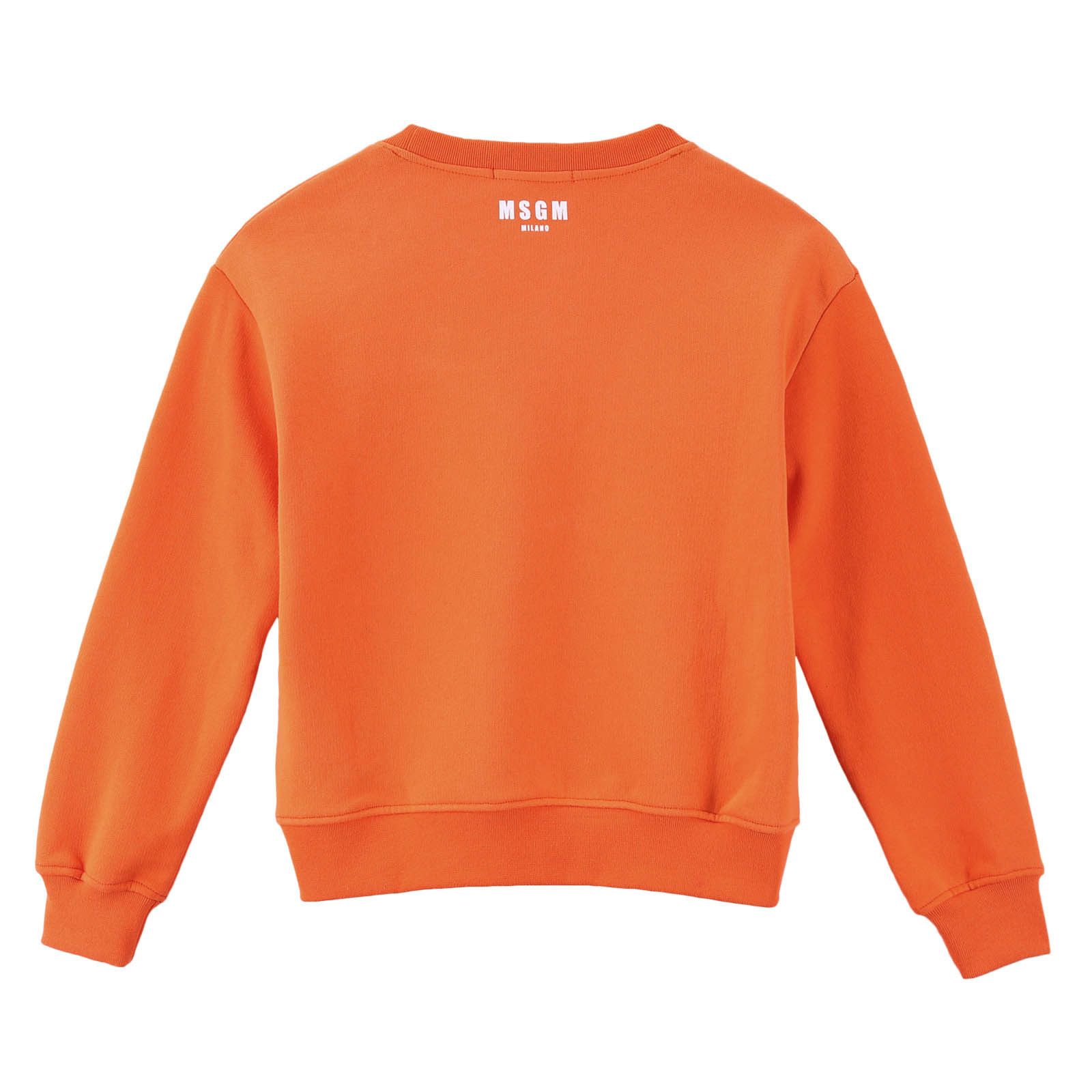 Girls Orange Embroidered Birds Cotton Sweatshirt - CÉMAROSE | Children's Fashion Store - 3