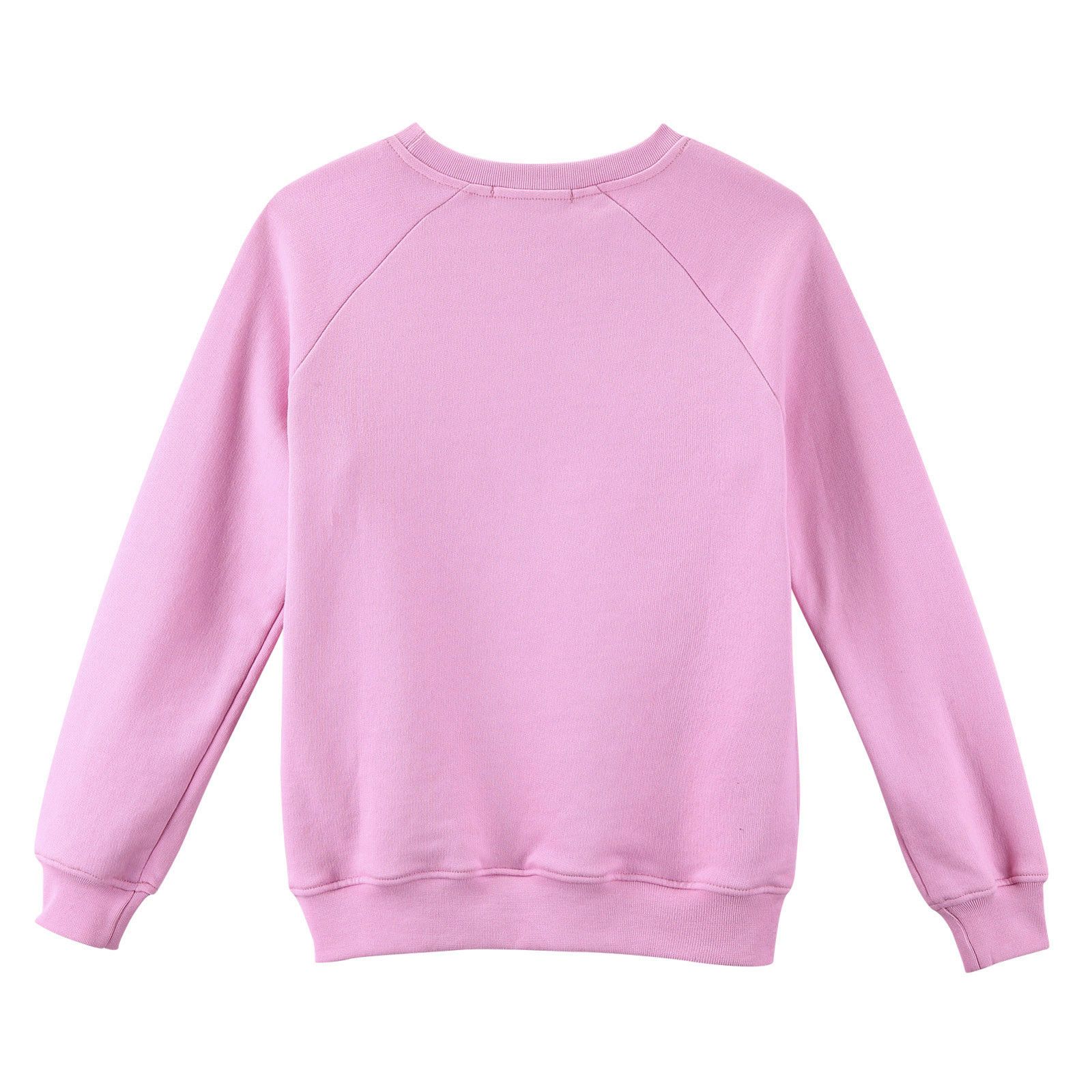 Girls Pink Cotton Sweatshirt With White Brand Logo - CÉMAROSE | Children's Fashion Store - 3