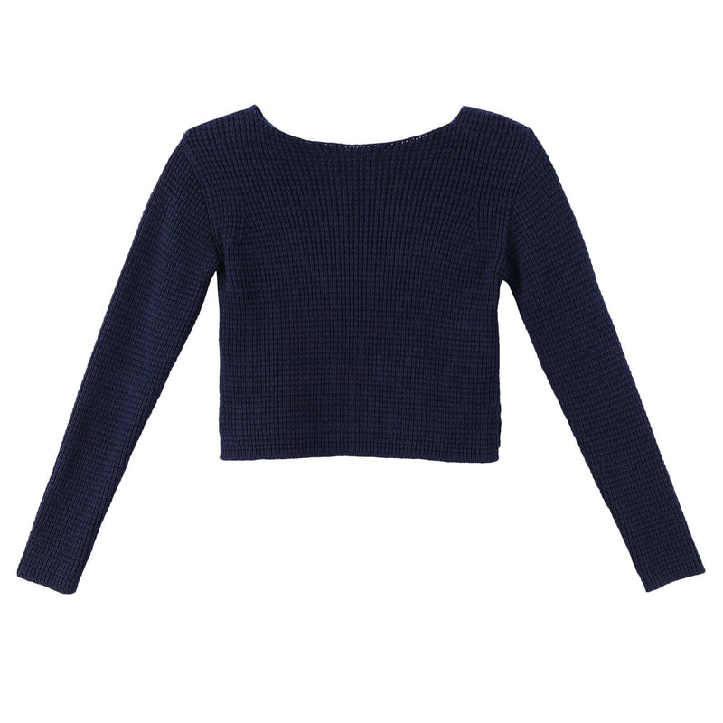 Girls Blue Knitted Jersey Cardigan With Patch Logo - CÉMAROSE | Children's Fashion Store - 3