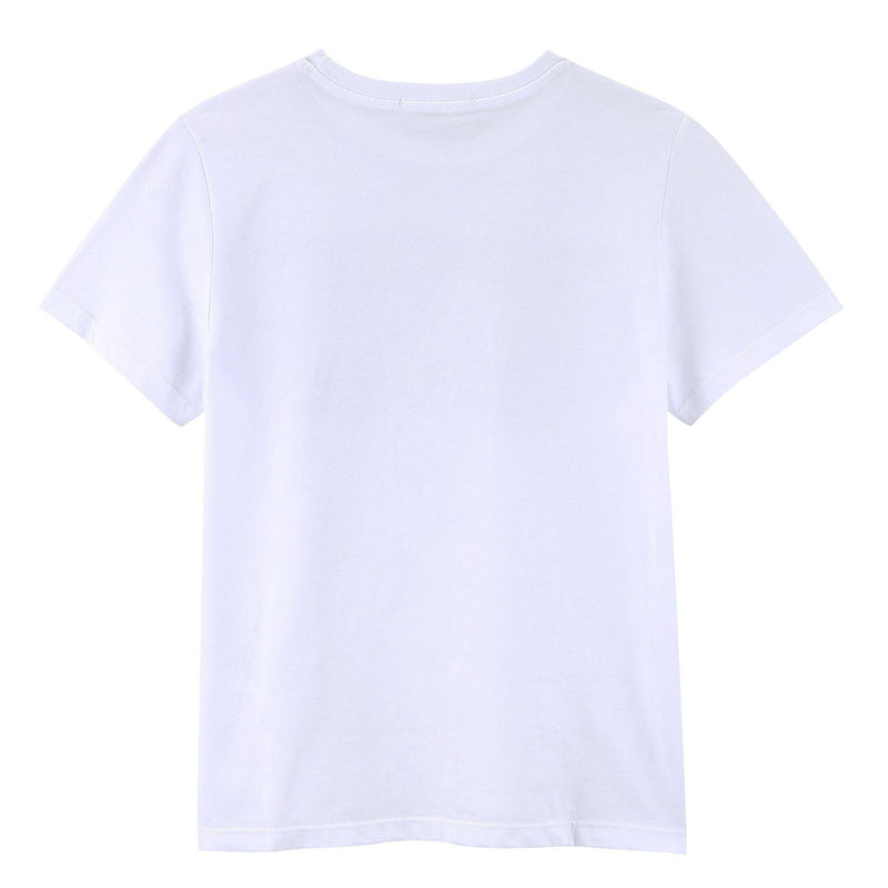 Girls White Cotton Jersey T-Shirt With Gold Brand Logo - CÉMAROSE | Children's Fashion Store - 2