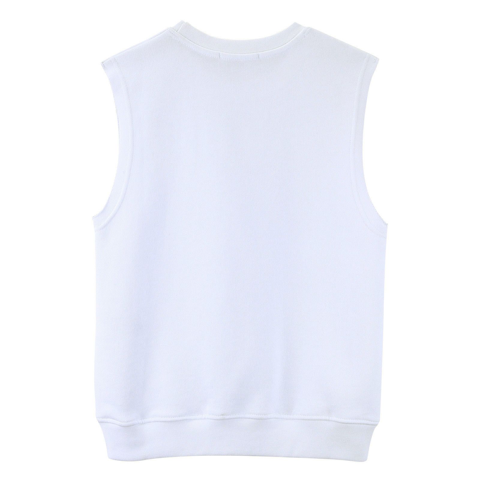Girls White Sleeveless Sweatshirt With Brand Logo - CÉMAROSE | Children's Fashion Store - 2