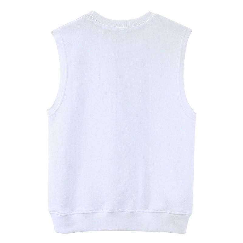 Girls White Sleeveless Sweatshirt With Brand Logo - CÉMAROSE | Children's Fashion Store - 2