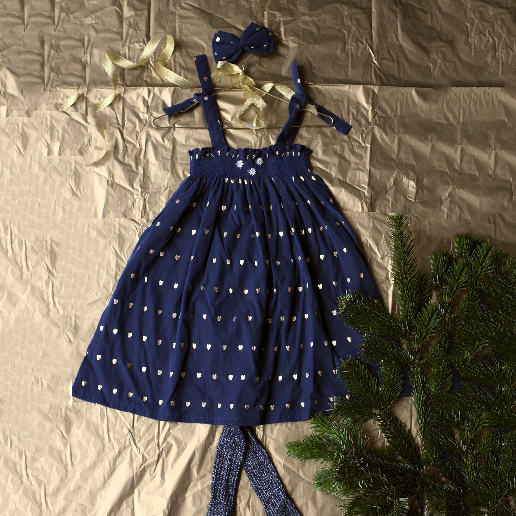 Girls Blue Heart Cotton Dress