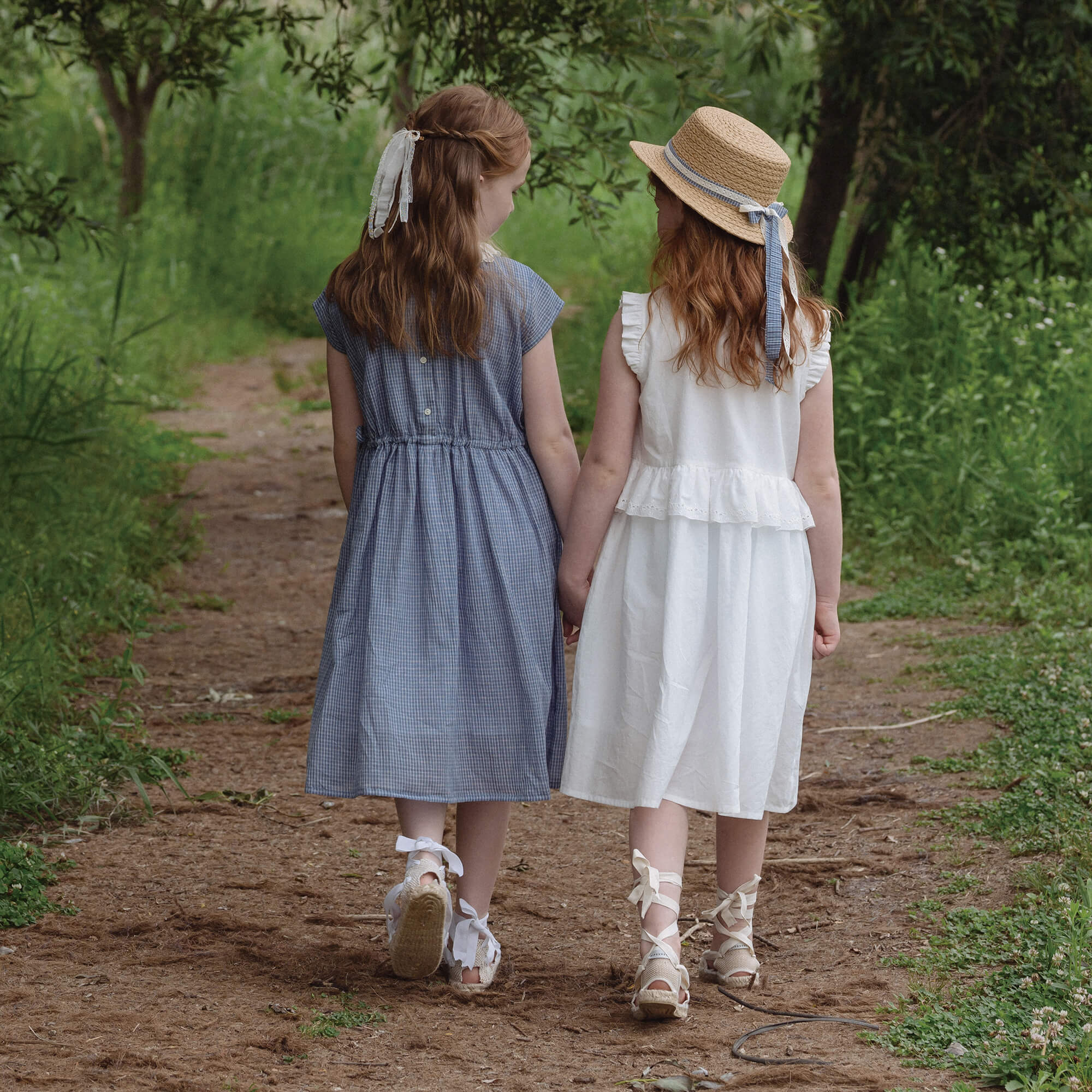 Girls Blue Check Cotton Dress