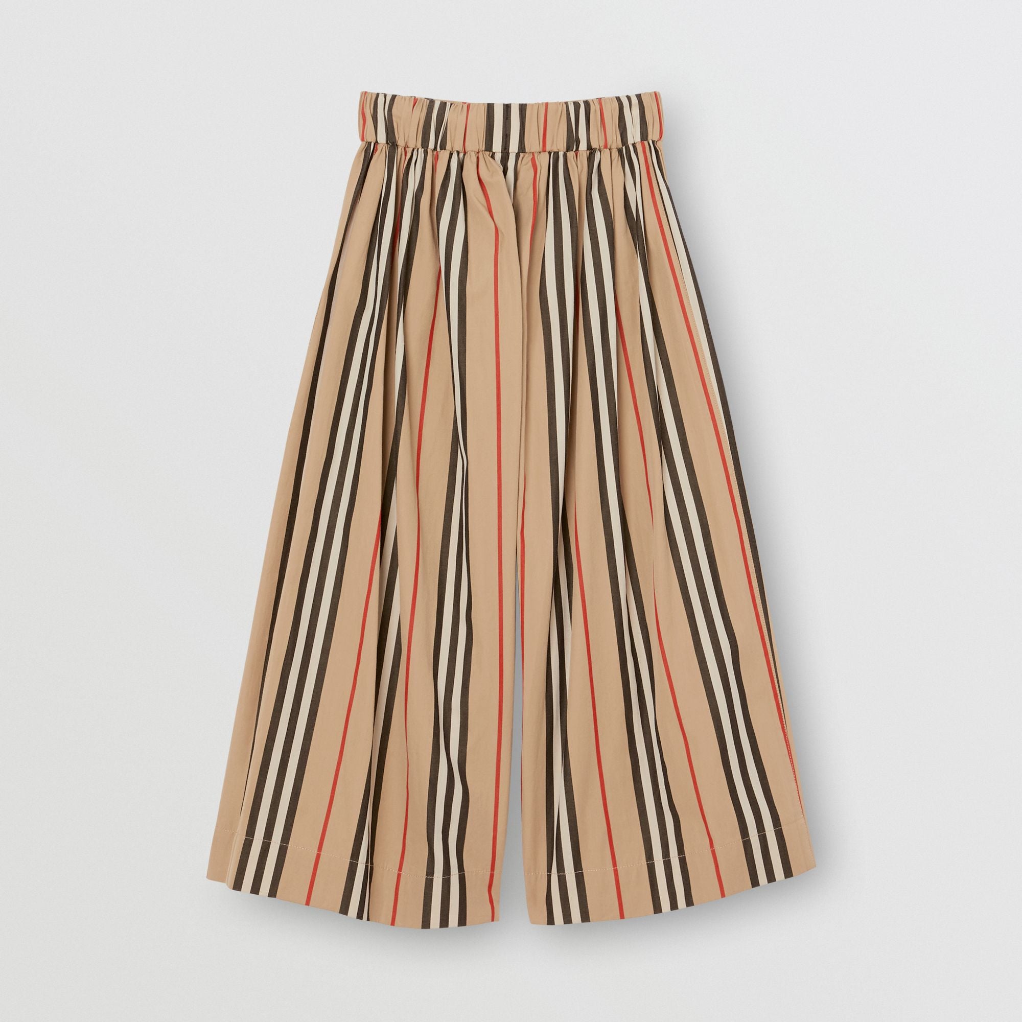 Girls Archive Beige Stripes Cotton Trousers