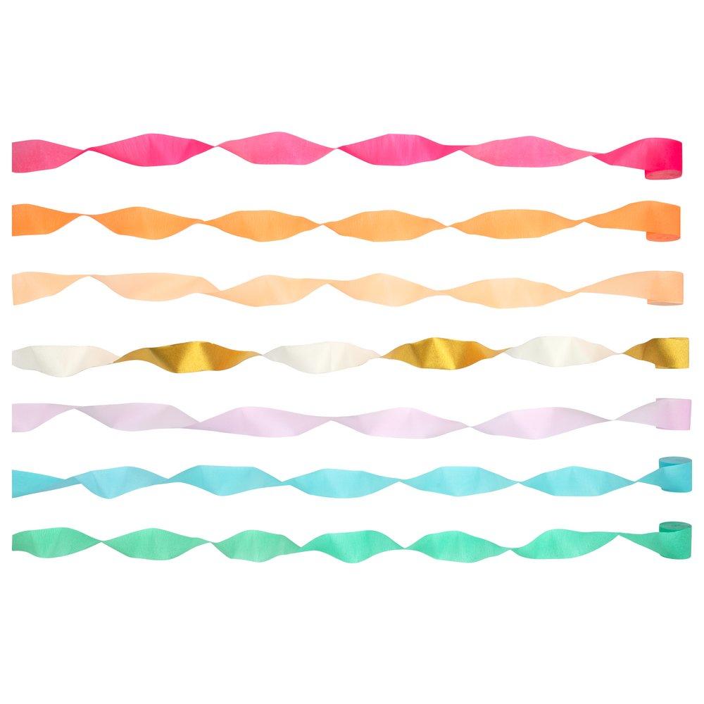 Bright Crepe Paper Streamers (set of 7)