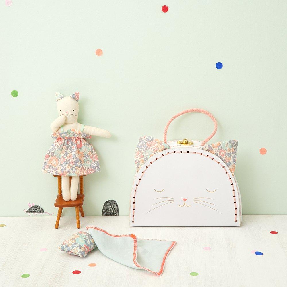 Floral Kitty Mini Suitcase Doll Set