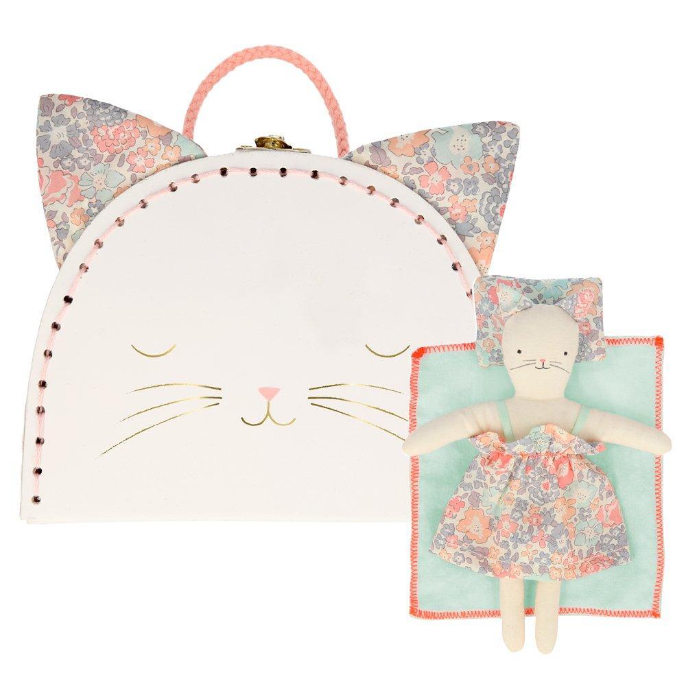 Floral Kitty Mini Suitcase Doll Set