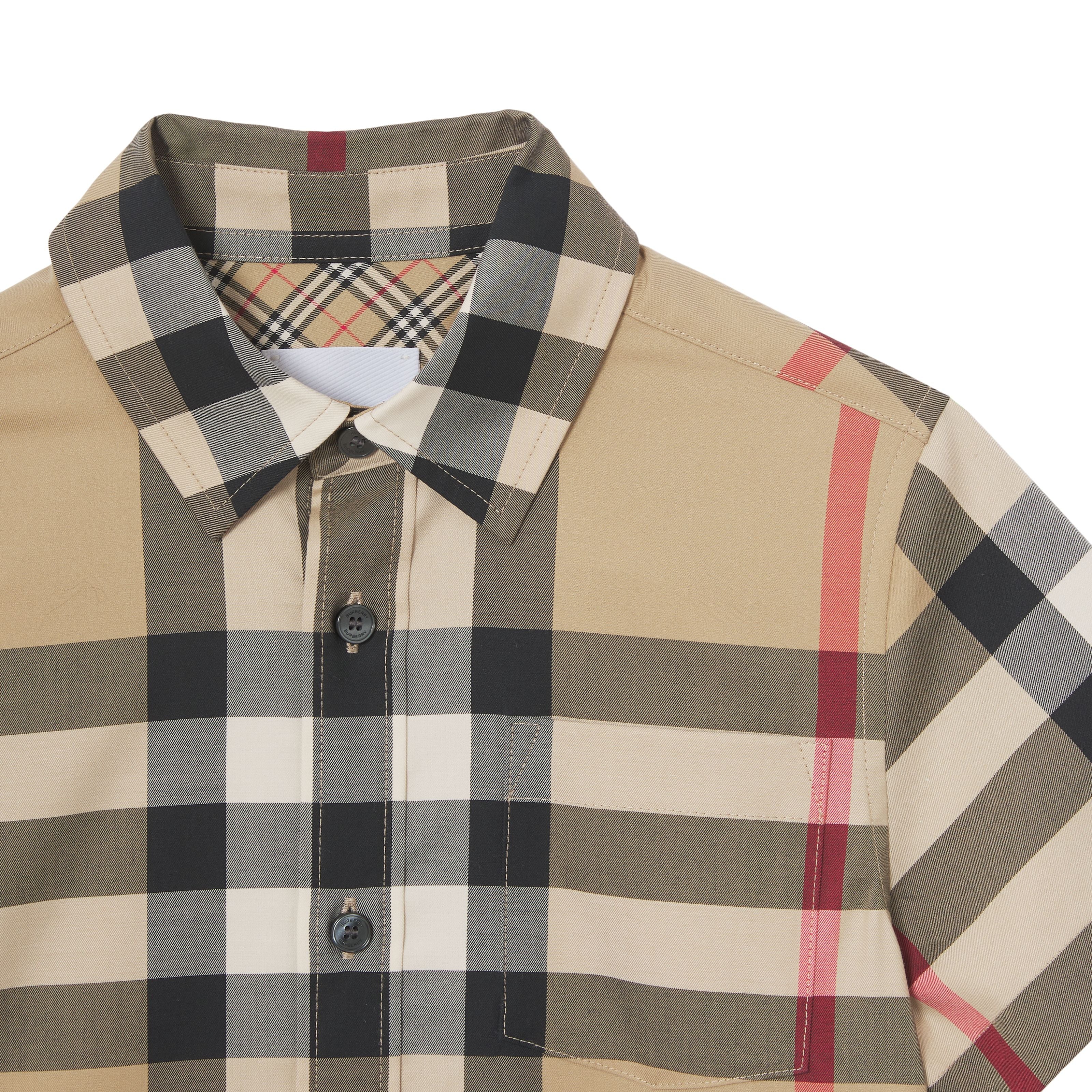 Boys Beige Check Cotton Shirt