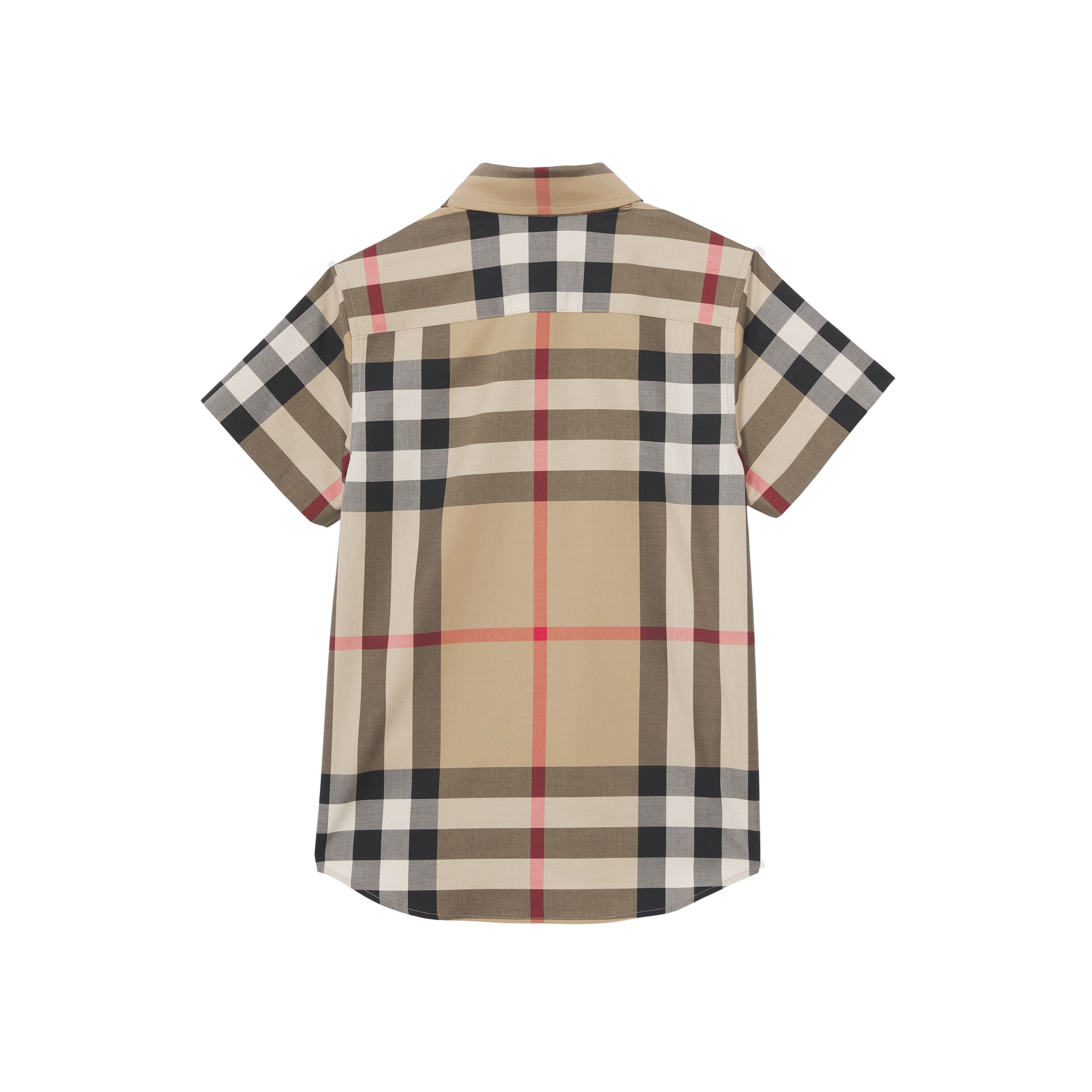 Boys Beige Check Cotton Shirt