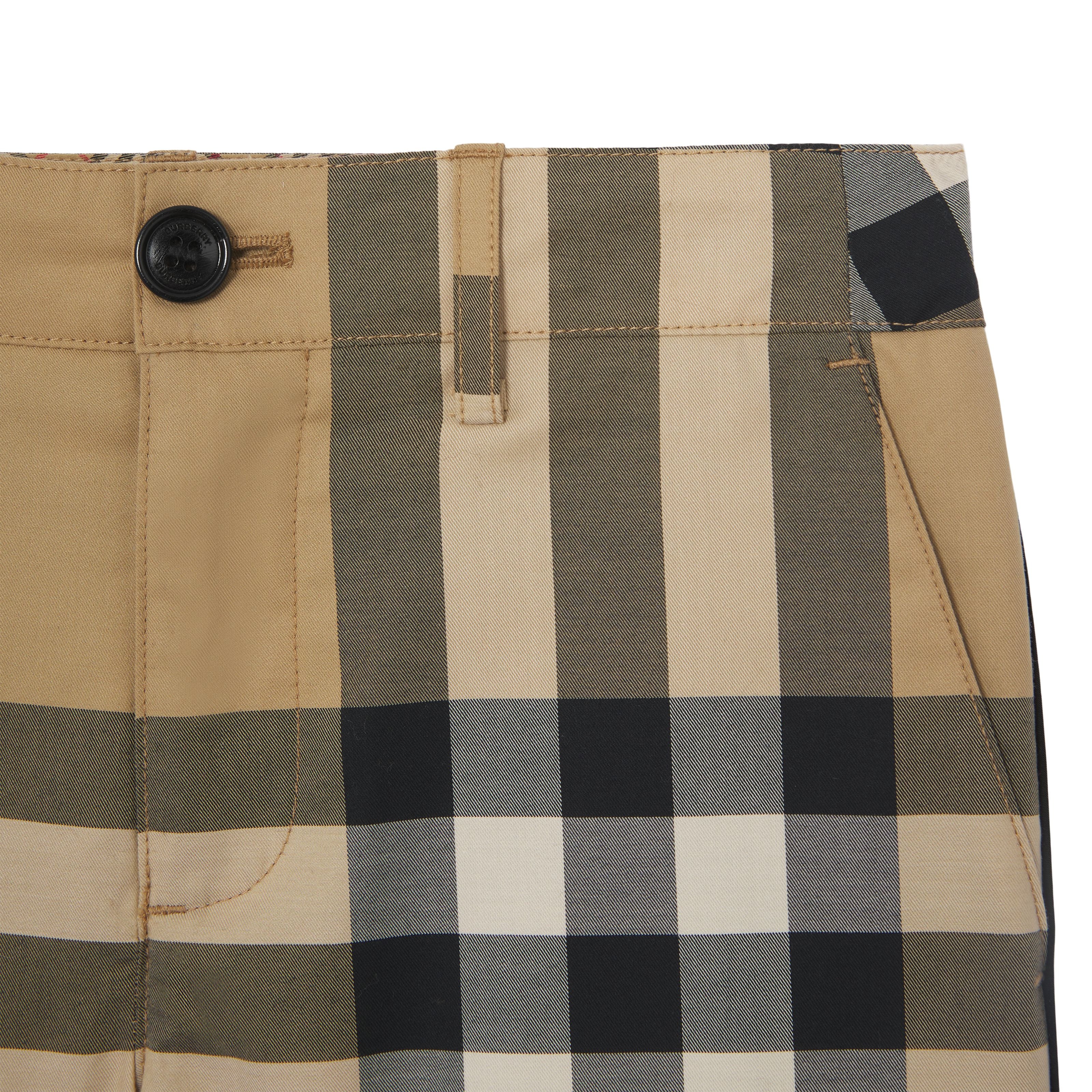 Boys Beige Check Cotton Shorts
