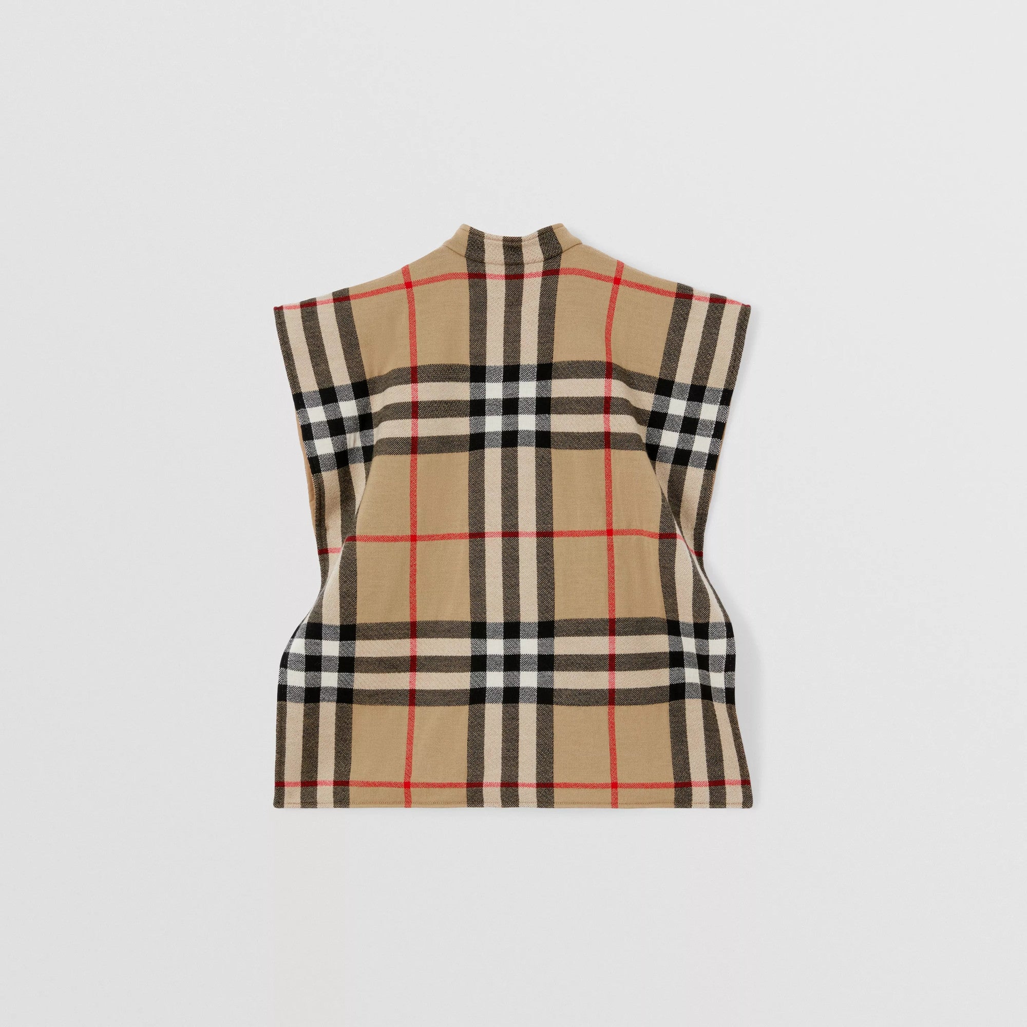 Girls Beige Check Reversible Wool Cape