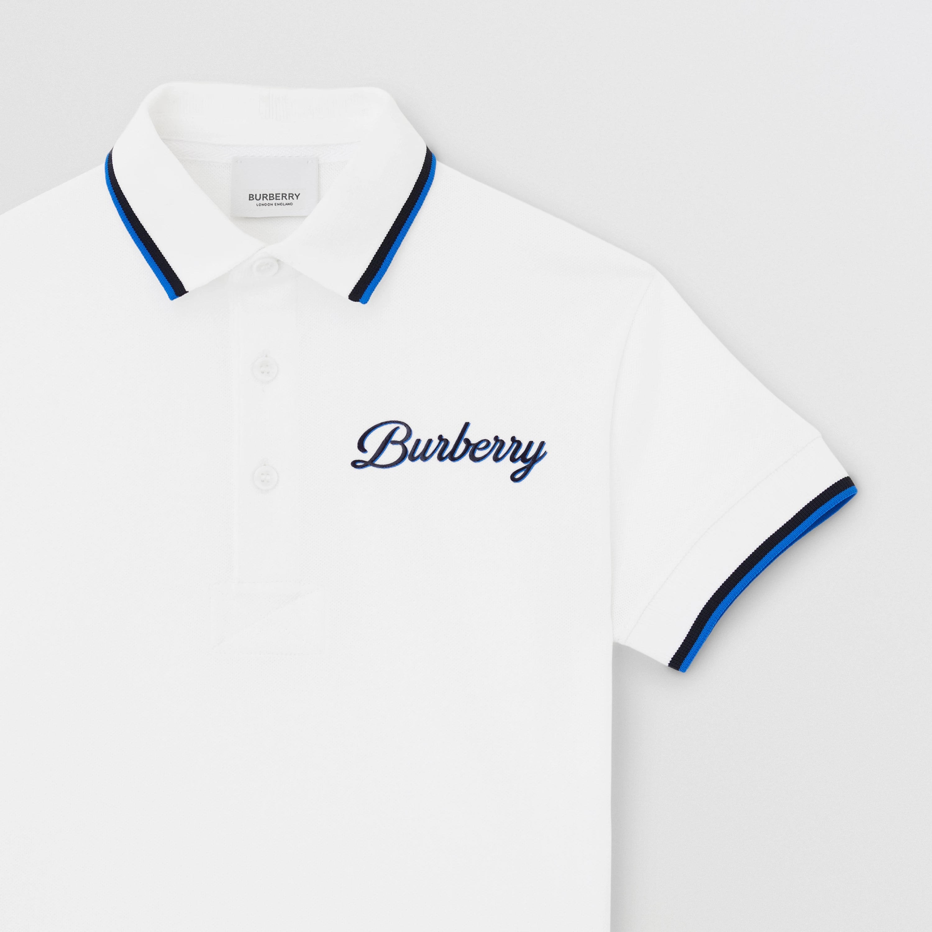 Boys White Logo Cotton Polo Shirt