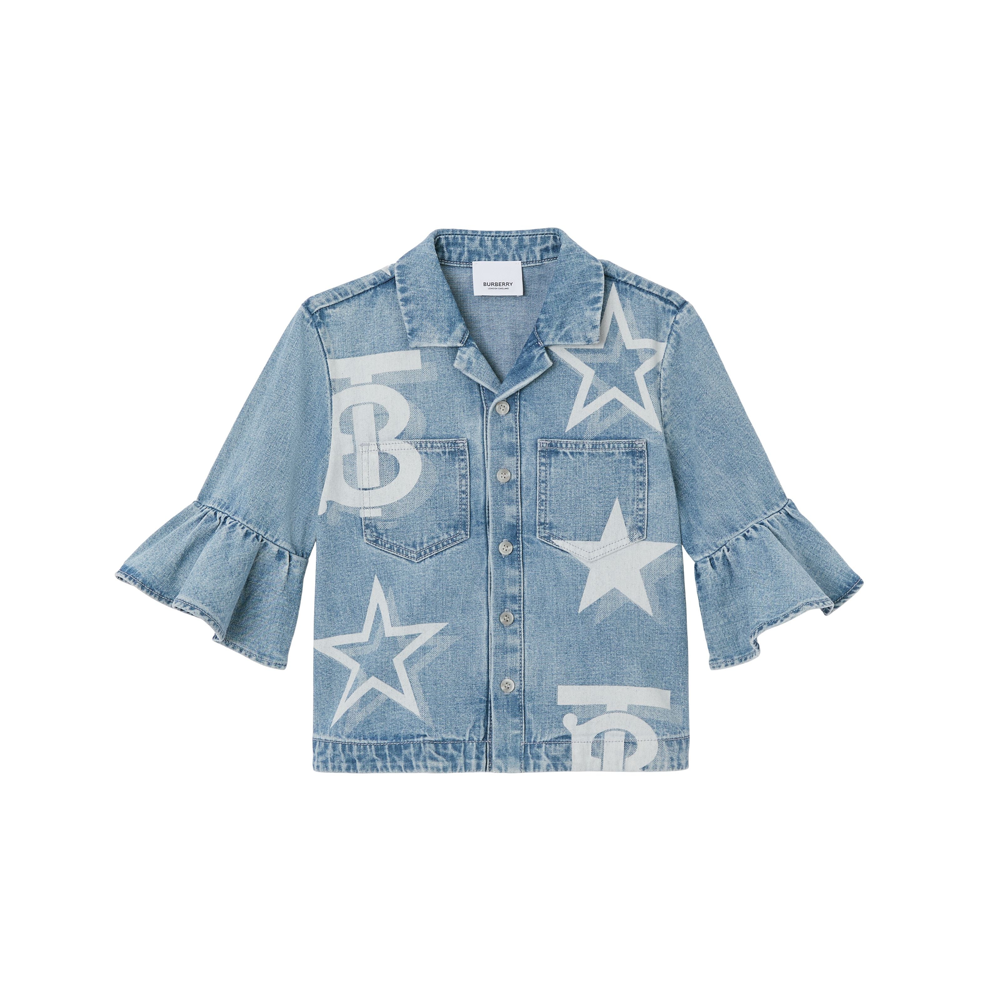 Girls Light Blue Logo Denim Shirt