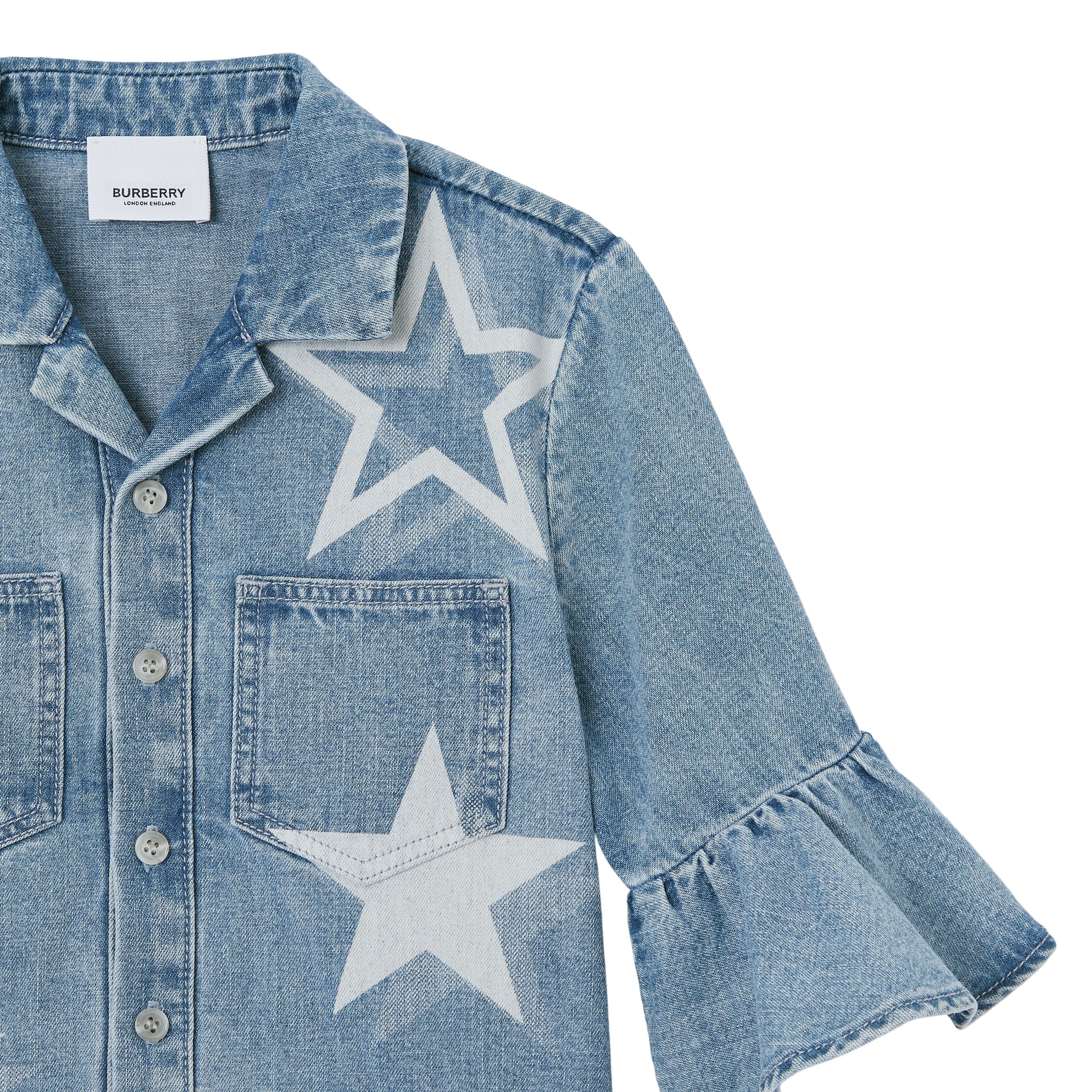 Girls Light Blue Logo Denim Shirt