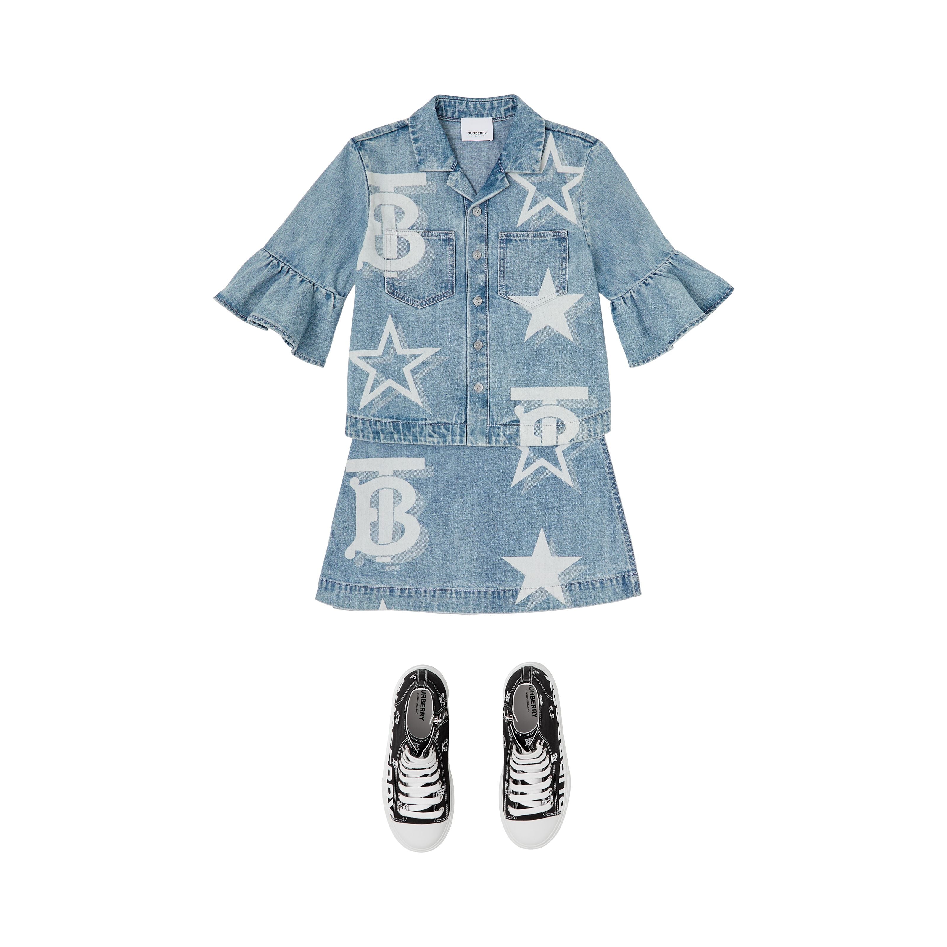 Girls Light Blue Logo Denim Shirt