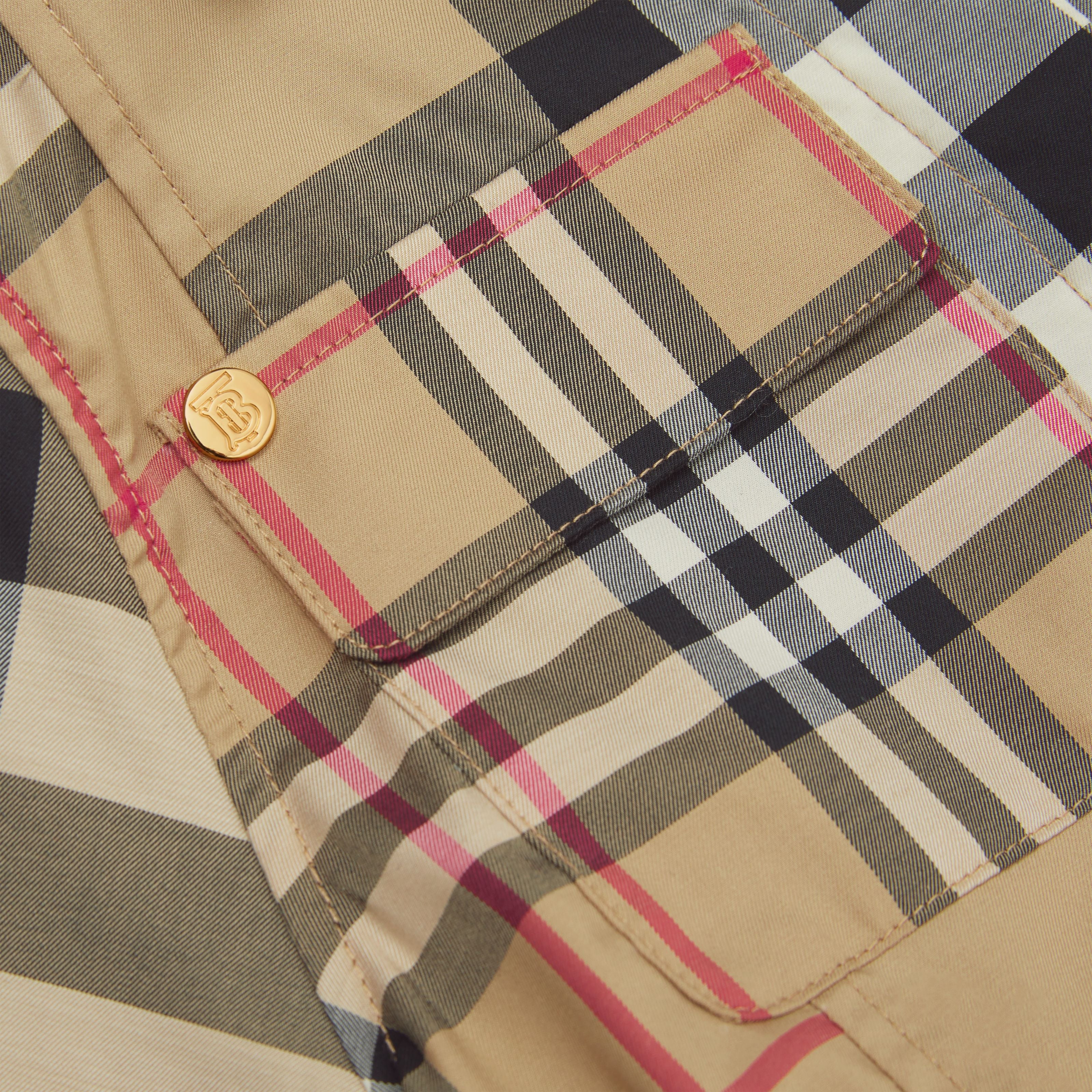 Girls Beige Check Cotton Dress