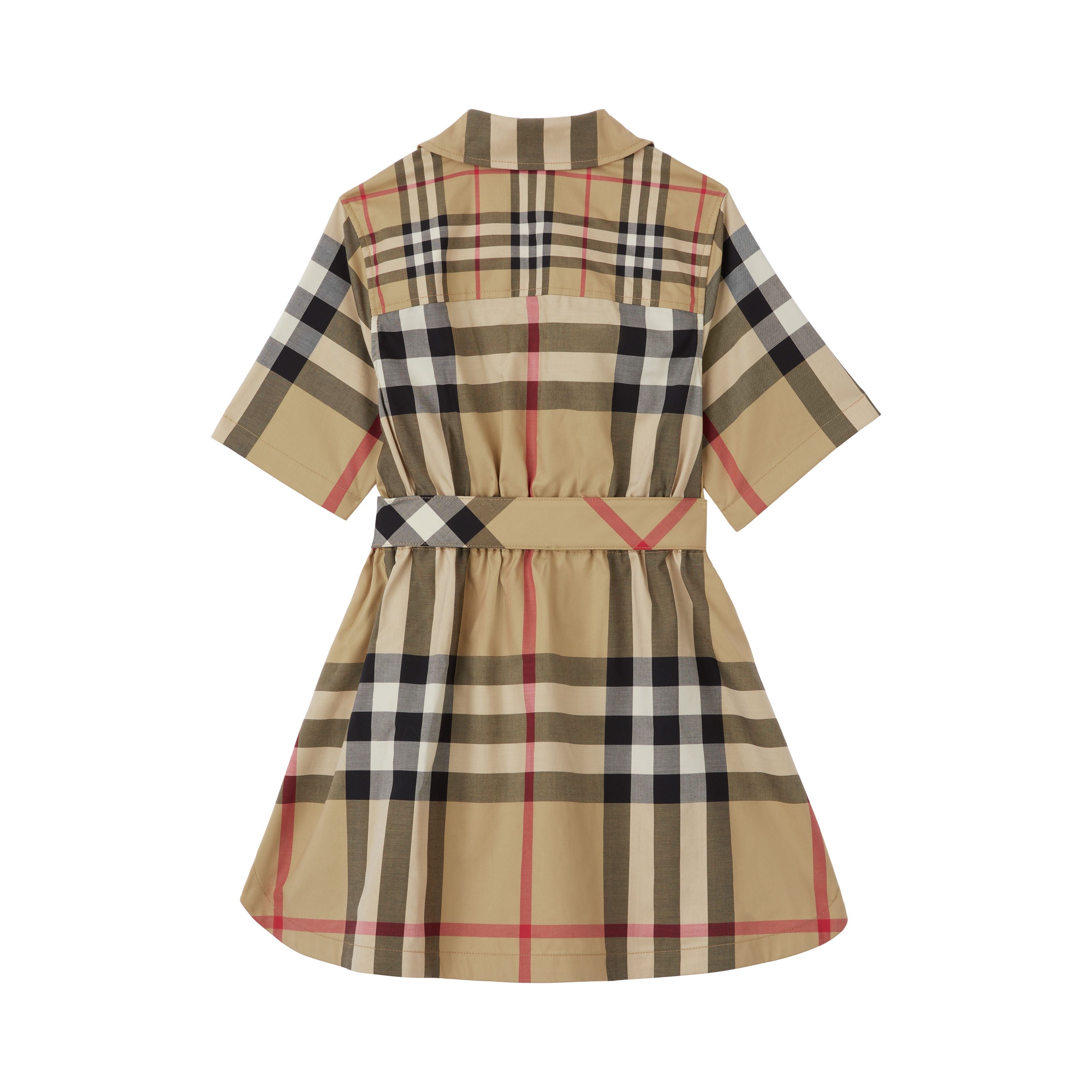 Girls Beige Check Cotton Dress