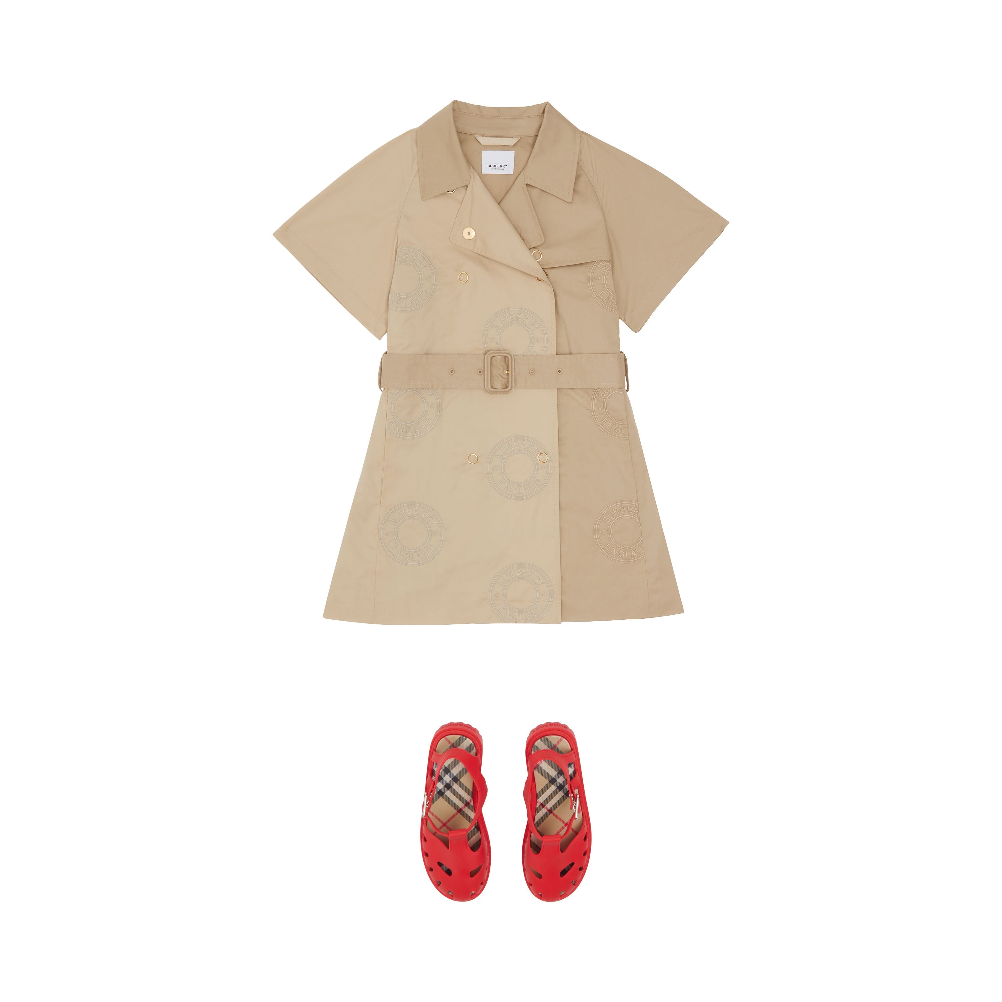 Girls Beige Embroidered Dress