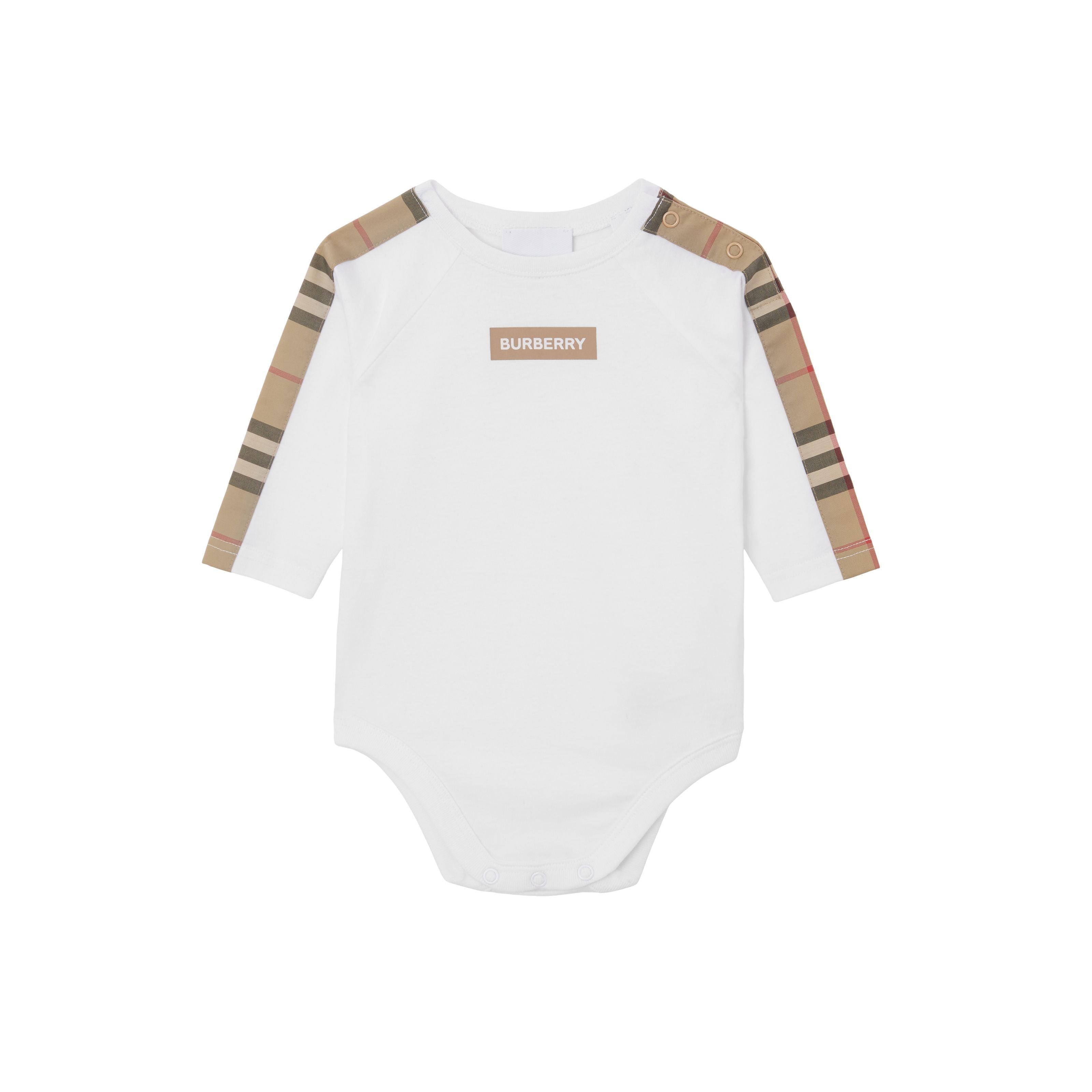 Baby Boys & Girls White Cotton Babysuit