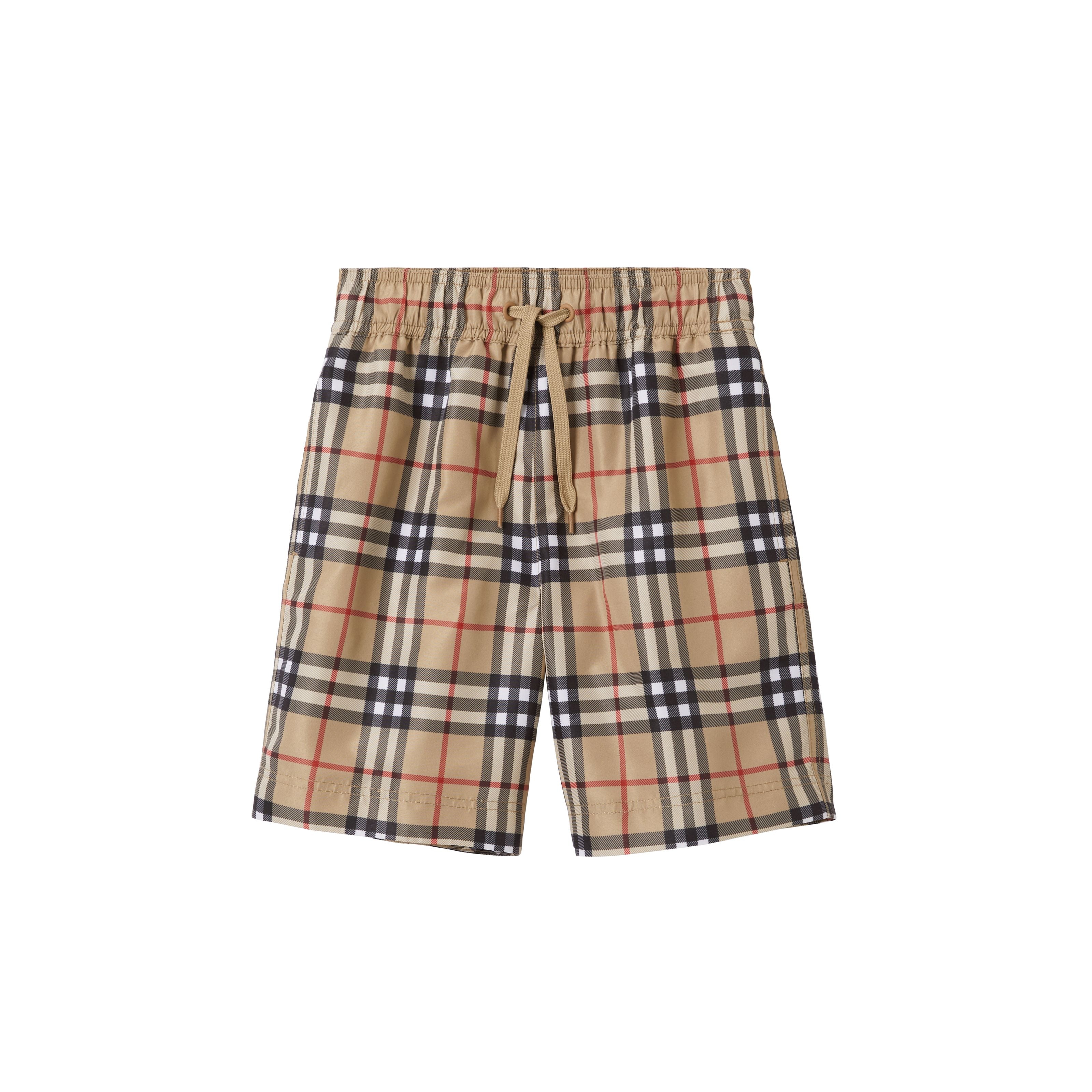 Boys Beige Check Swim Shorts