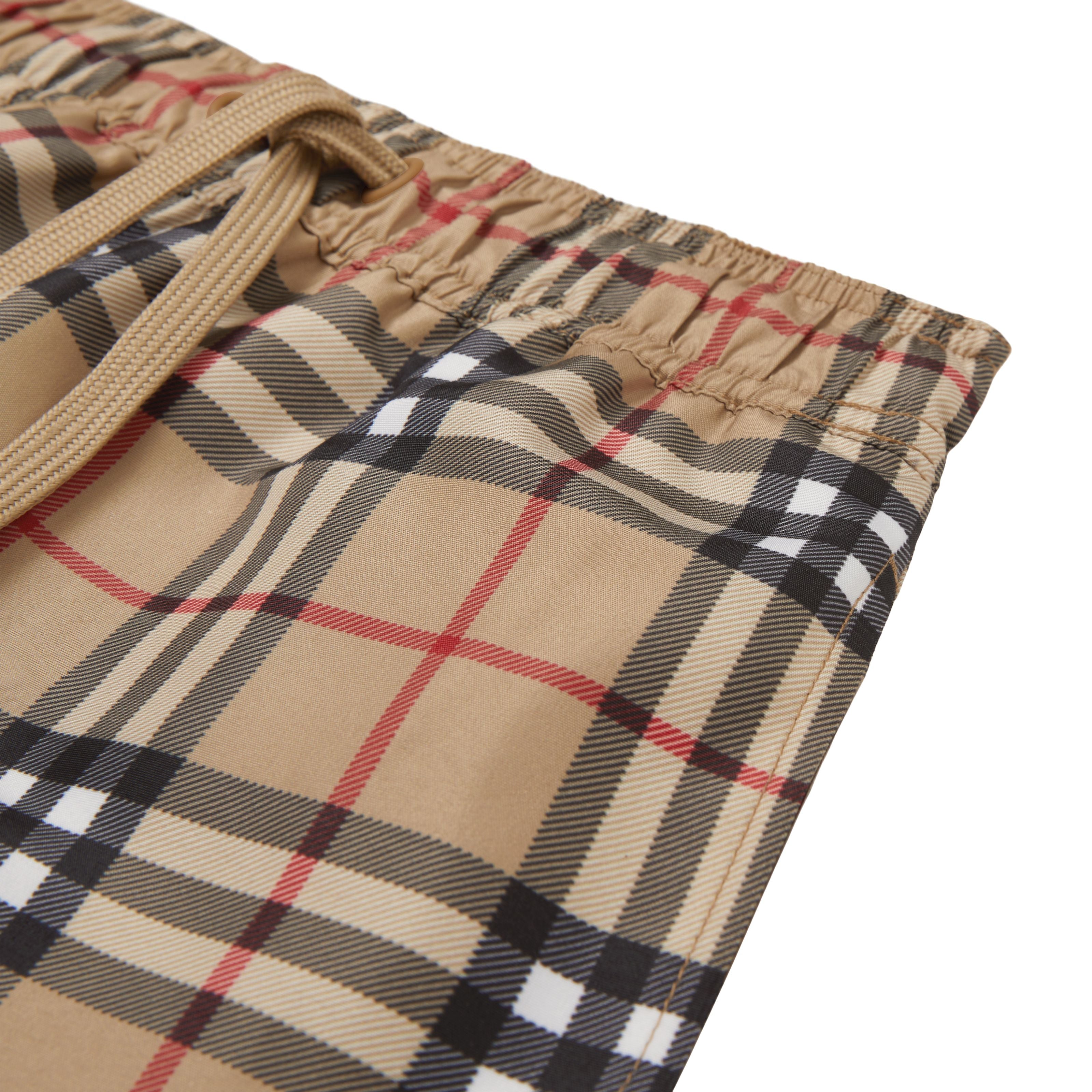 Boys Beige Check Swim Shorts