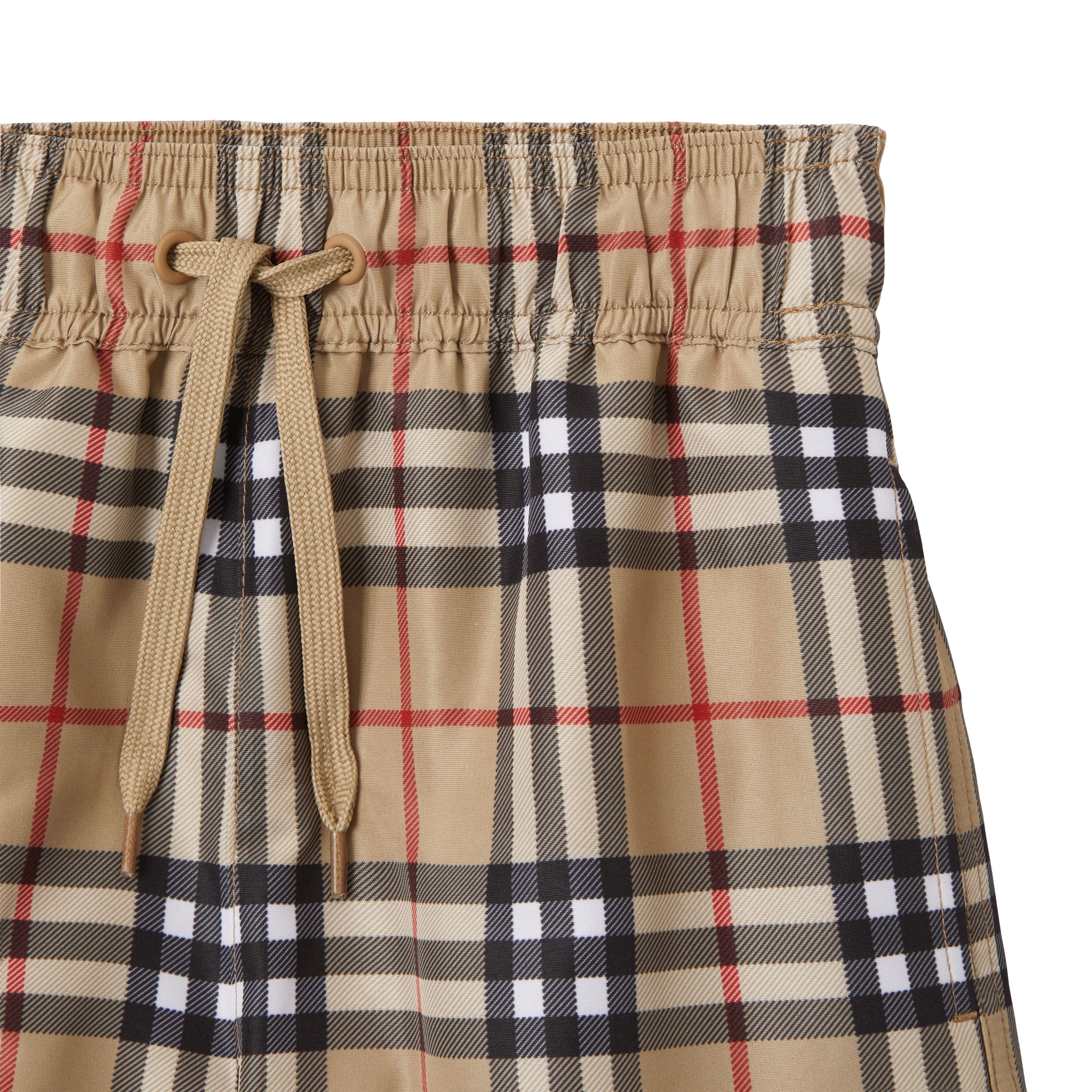 Boys Beige Check Swim Shorts