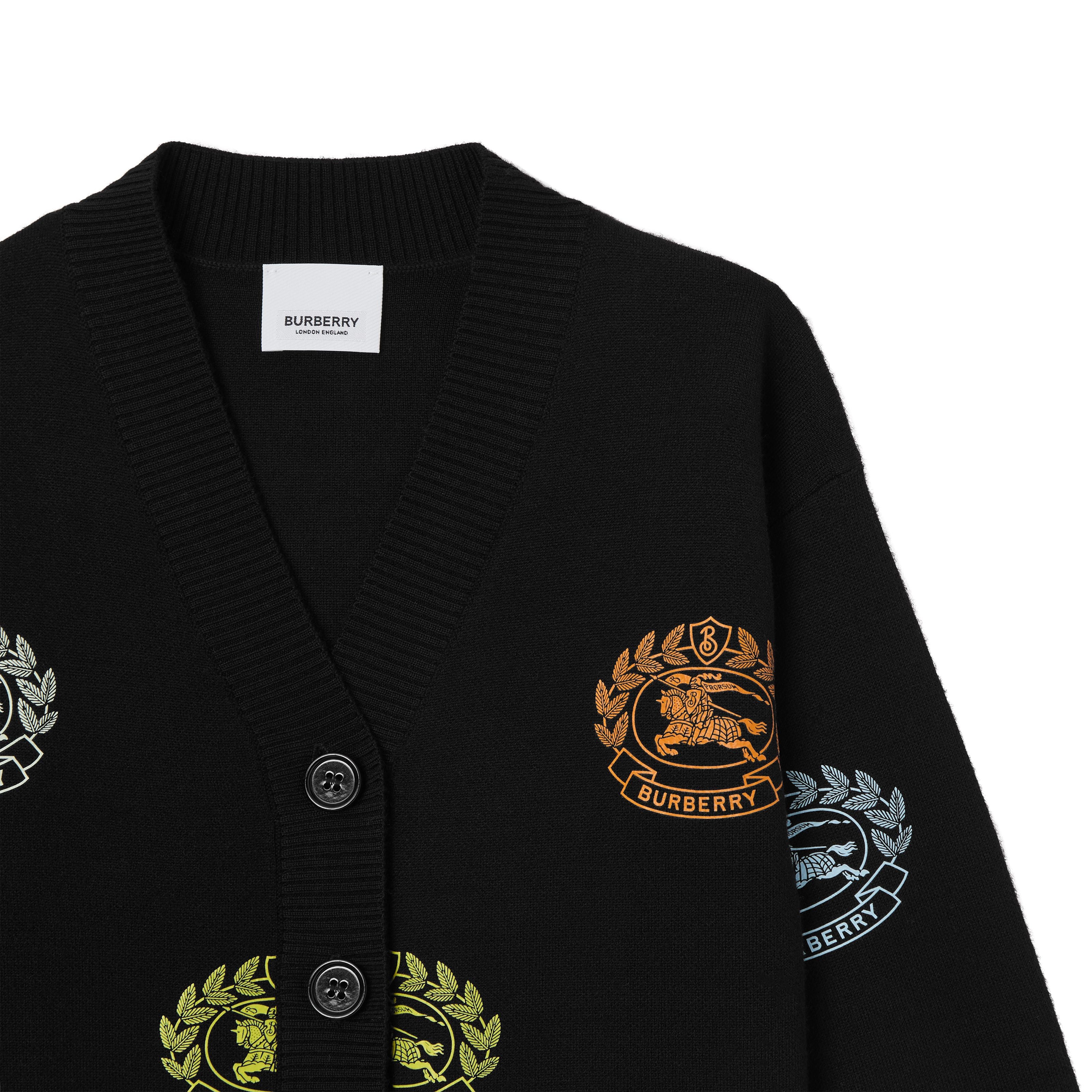 Girls Black Logo Wool Cardigan