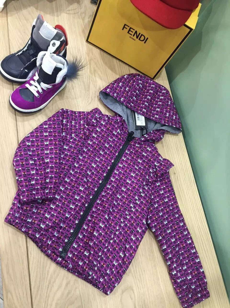 Girls Purplet&Multicolors Monster Printed Zip-up Tops - CÉMAROSE | Children's Fashion Store