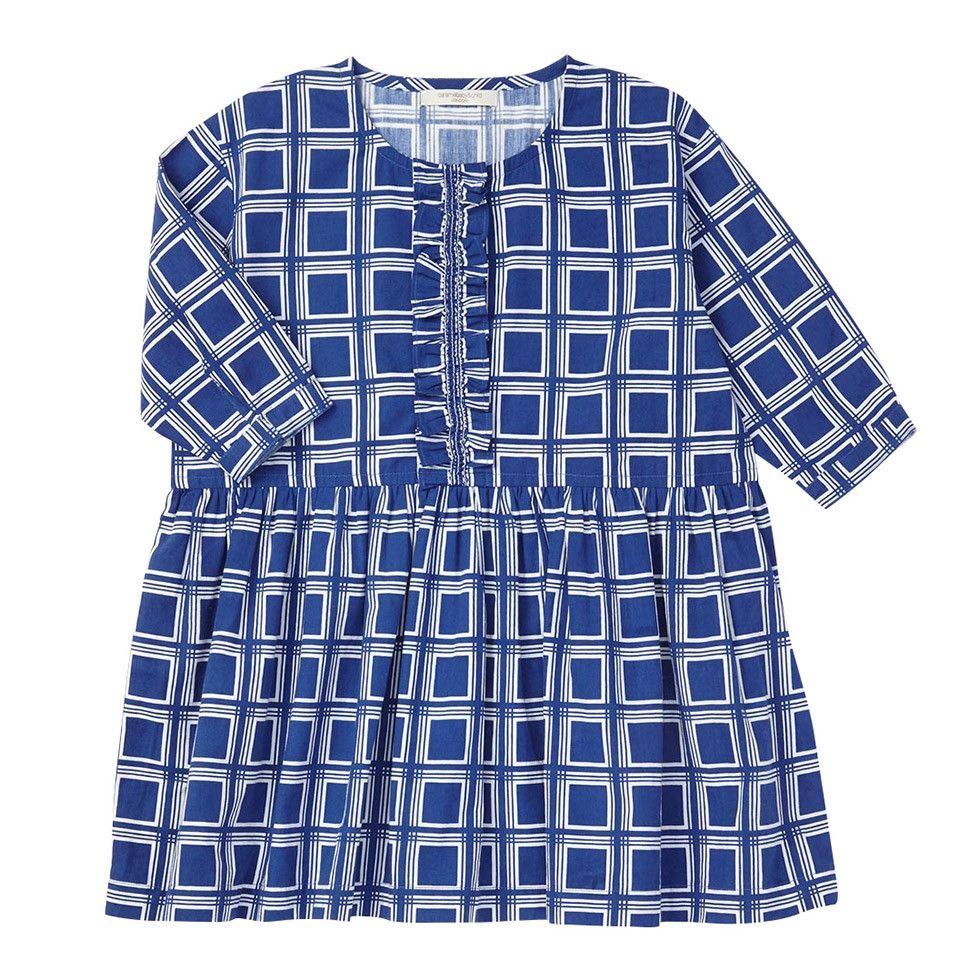 Girls Blue Square Trims Dress - CÉMAROSE | Children's Fashion Store