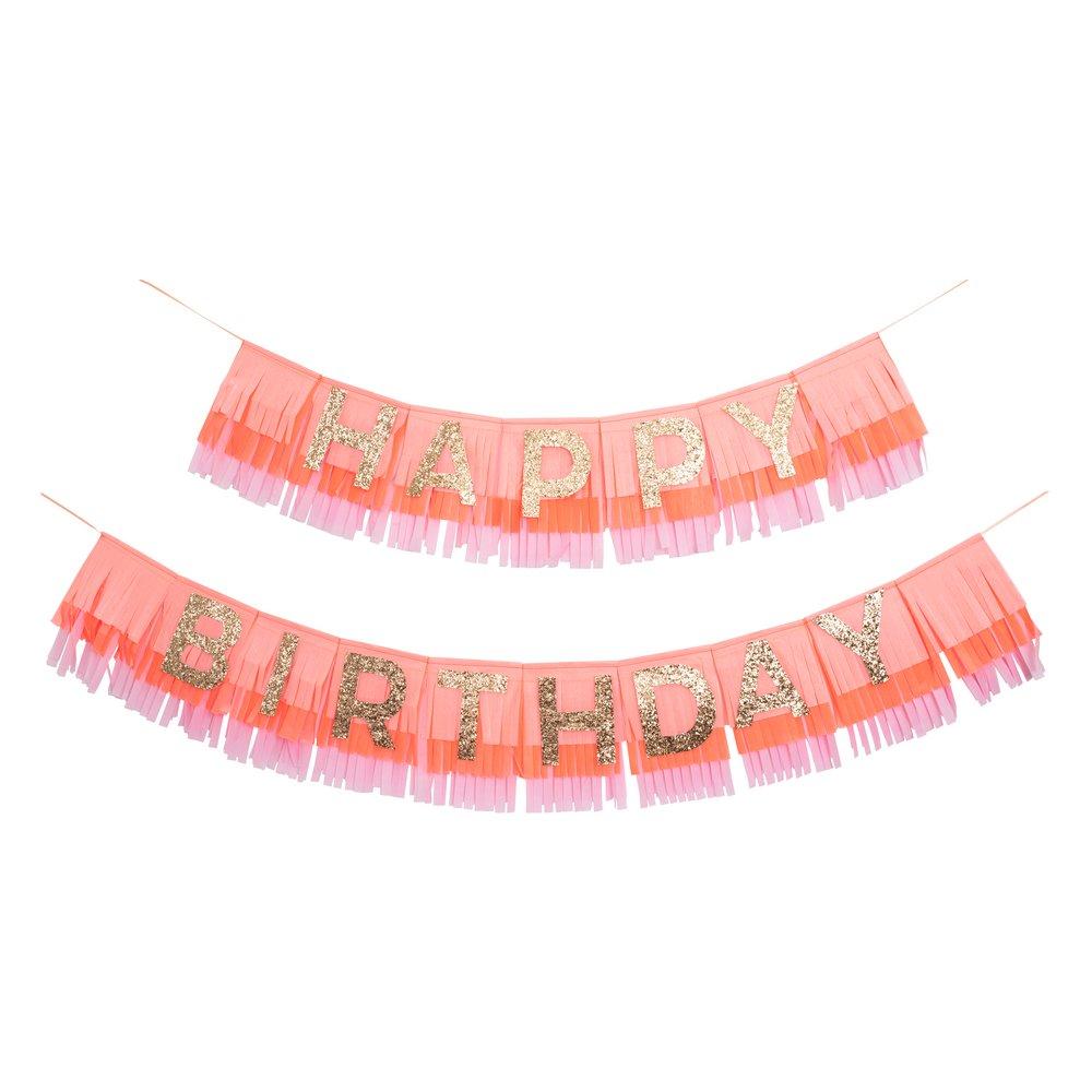Pink Happy Birthday Fringe Garland (2.4 Meter)