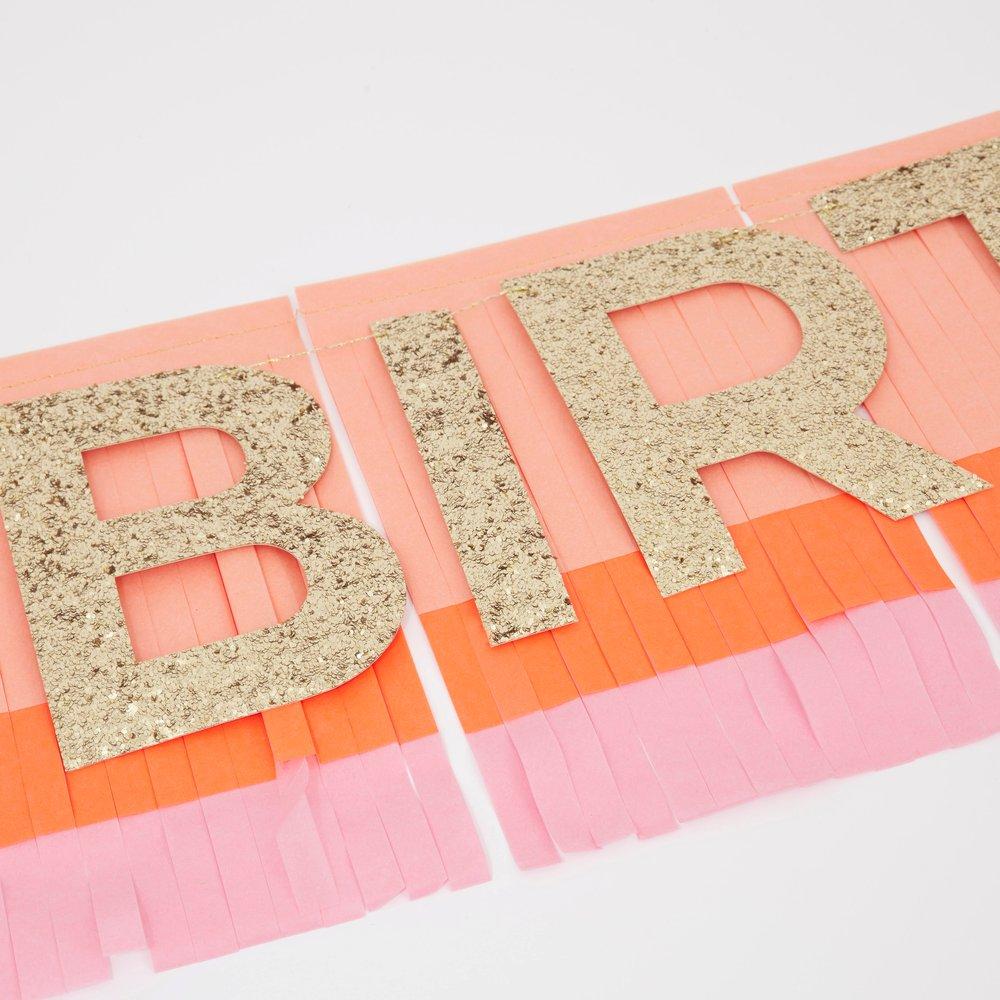 Pink Happy Birthday Fringe Garland (2.4 Meter)