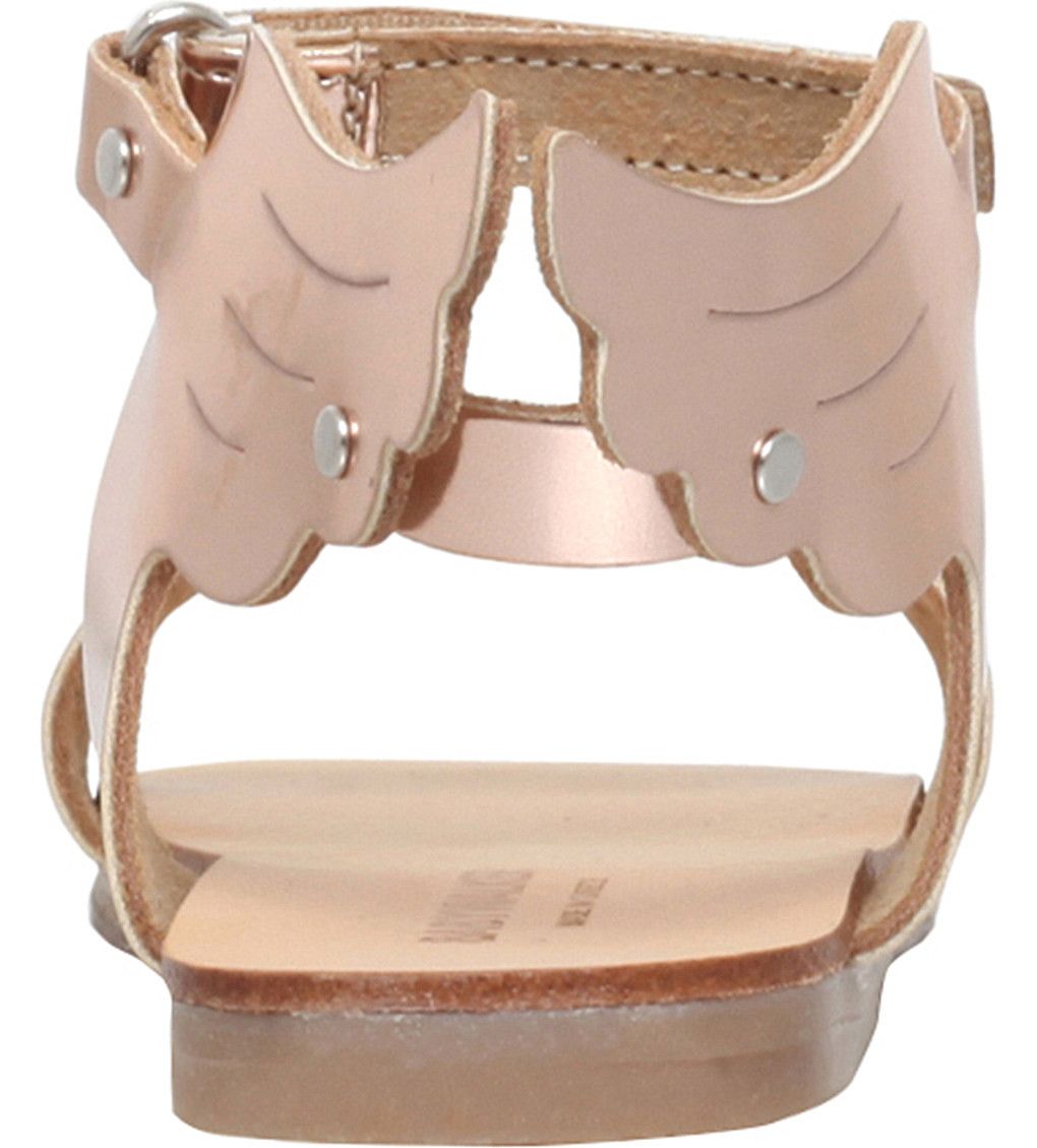 Girls Copper 'Winged Hermes' Mirror Leather Sandals - CÉMAROSE | Children's Fashion Store - 2