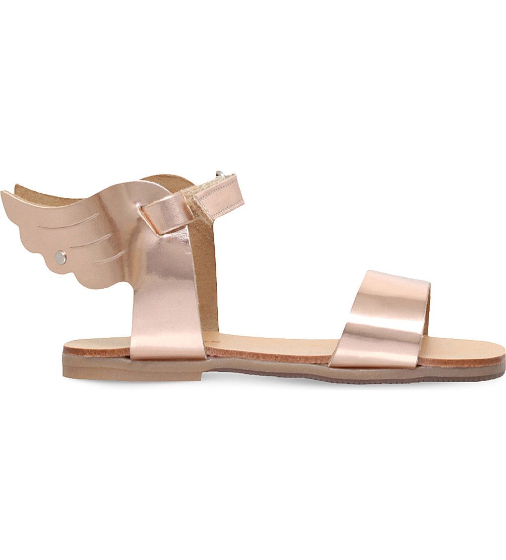 Girls Copper 'Winged Hermes' Mirror Leather Sandals - CÉMAROSE | Children's Fashion Store - 1