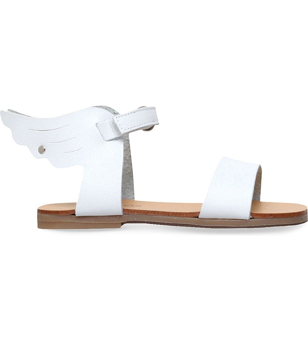 Girls White 'Winged Hermes' Regenerated Leather Sandals - CÉMAROSE | Children's Fashion Store - 1