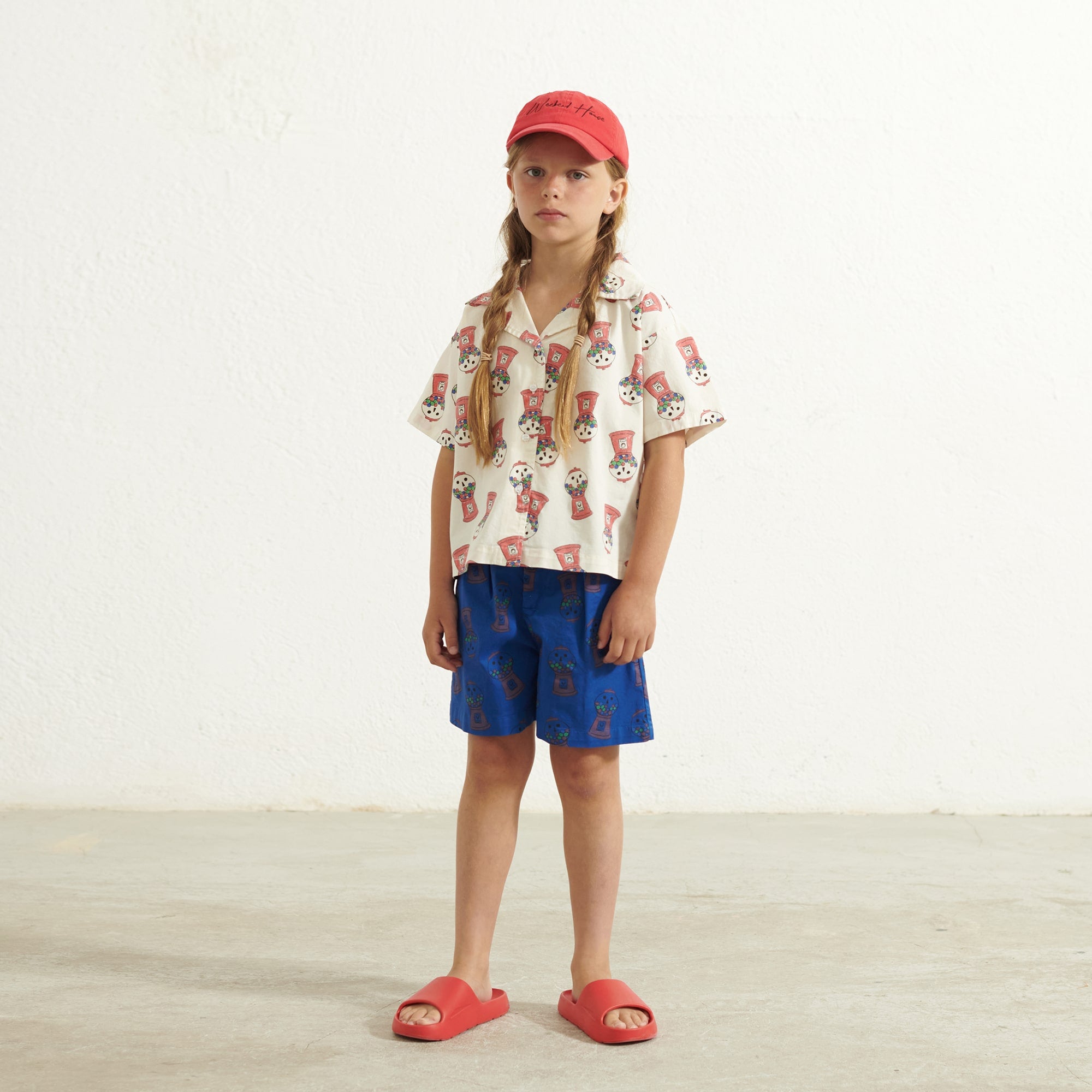 Boys & Girls White Printed Cotton Shirt