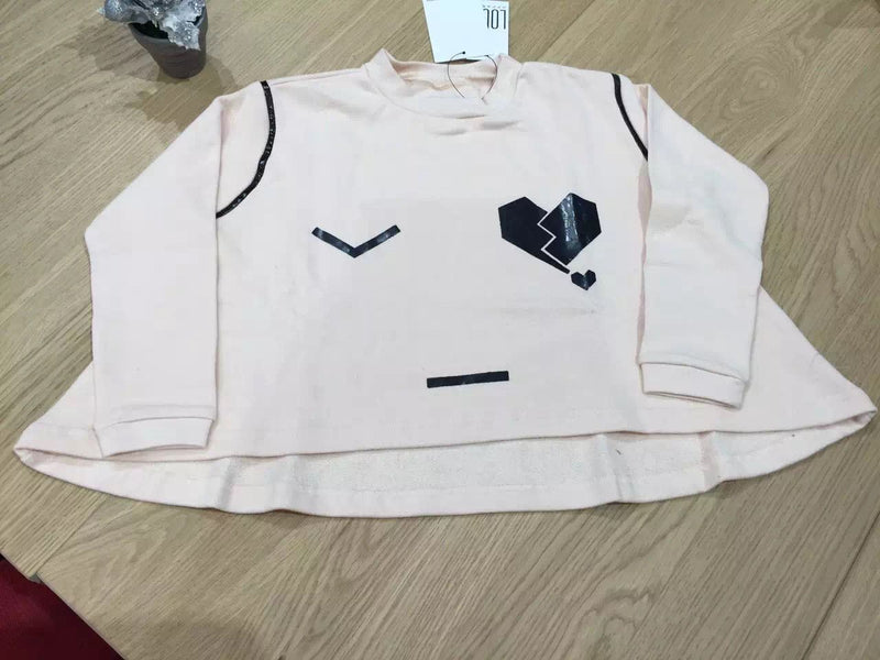 Girls Pink T-Shirt With Black Printed Tear Heart Face - CÉMAROSE | Children's Fashion Store