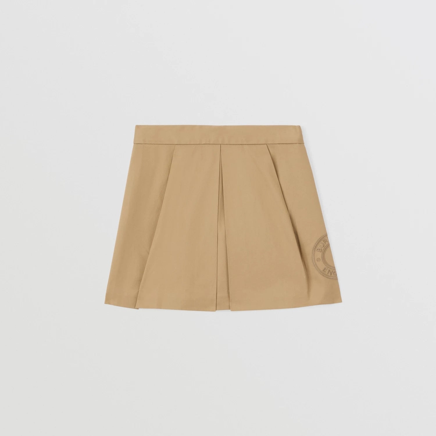 Girls Beige Logo Cotton Skirt