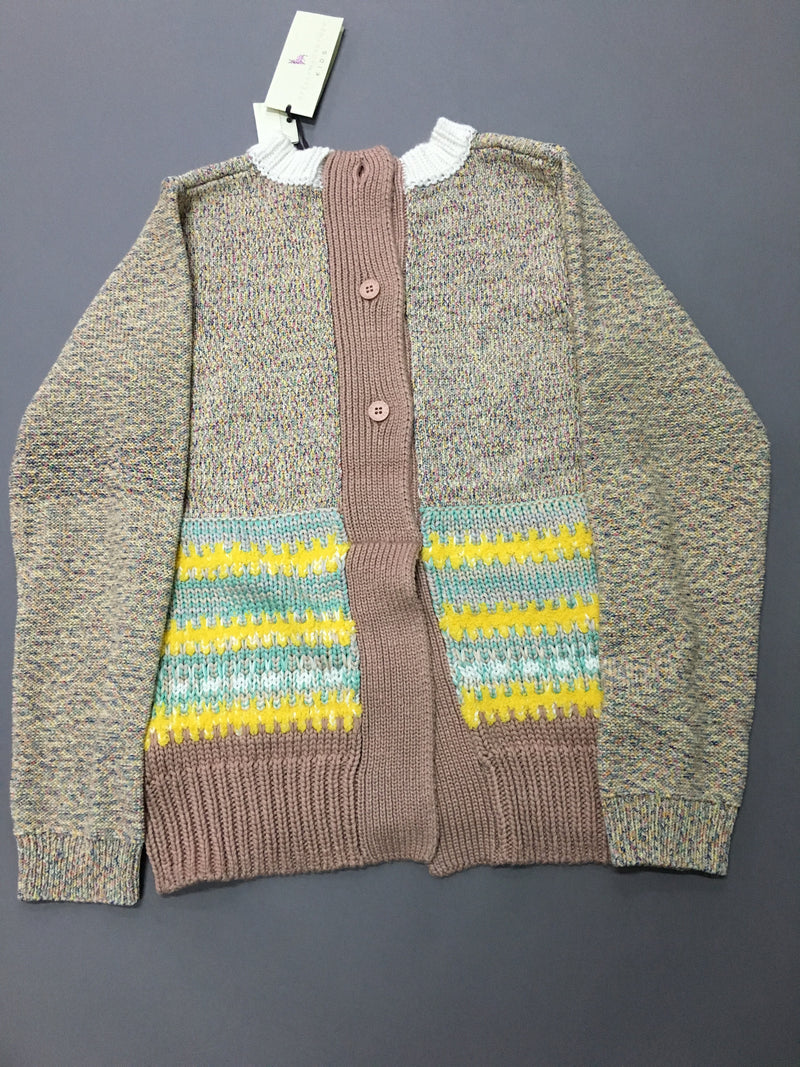 Girls Multicolor Striped Knitted Sweater With Ribbed Cuffs - CÉMAROSE | Children's Fashion Store
