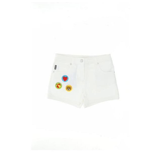 Girls White Cotton Shorts