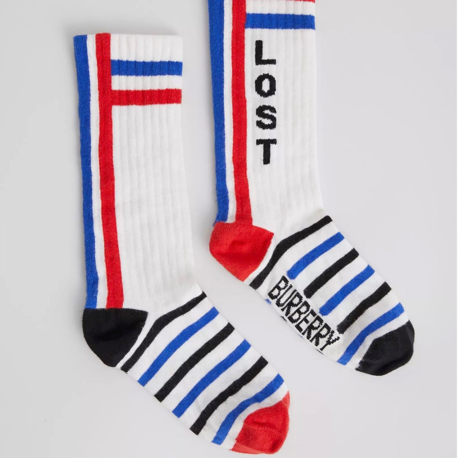 Boys & Girls White Striped Cotton Socks