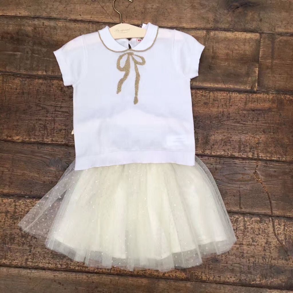 女大童白色金边假领上衣 - CÉMAROSE | Children's Fashion Store