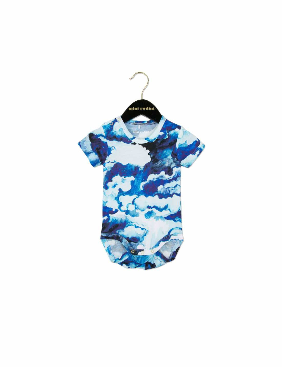 Baby Dark Blue Seas Of Clouds Printed Bodysuit - CÉMAROSE | Children's Fashion Store - 1